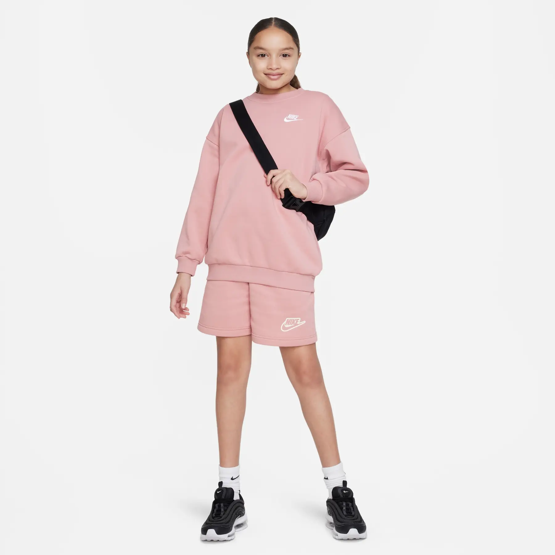 Felpa bambina con scollo rotondo Nike Club Fleece Oversized LBR