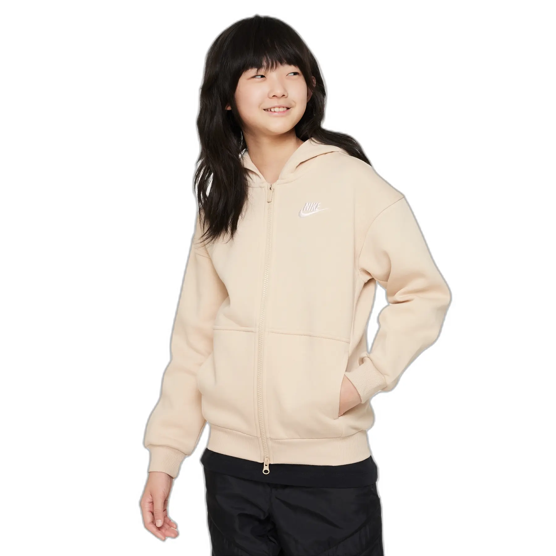 Felpa con zip da bambina Nike Club Fleece Oversized LBR
