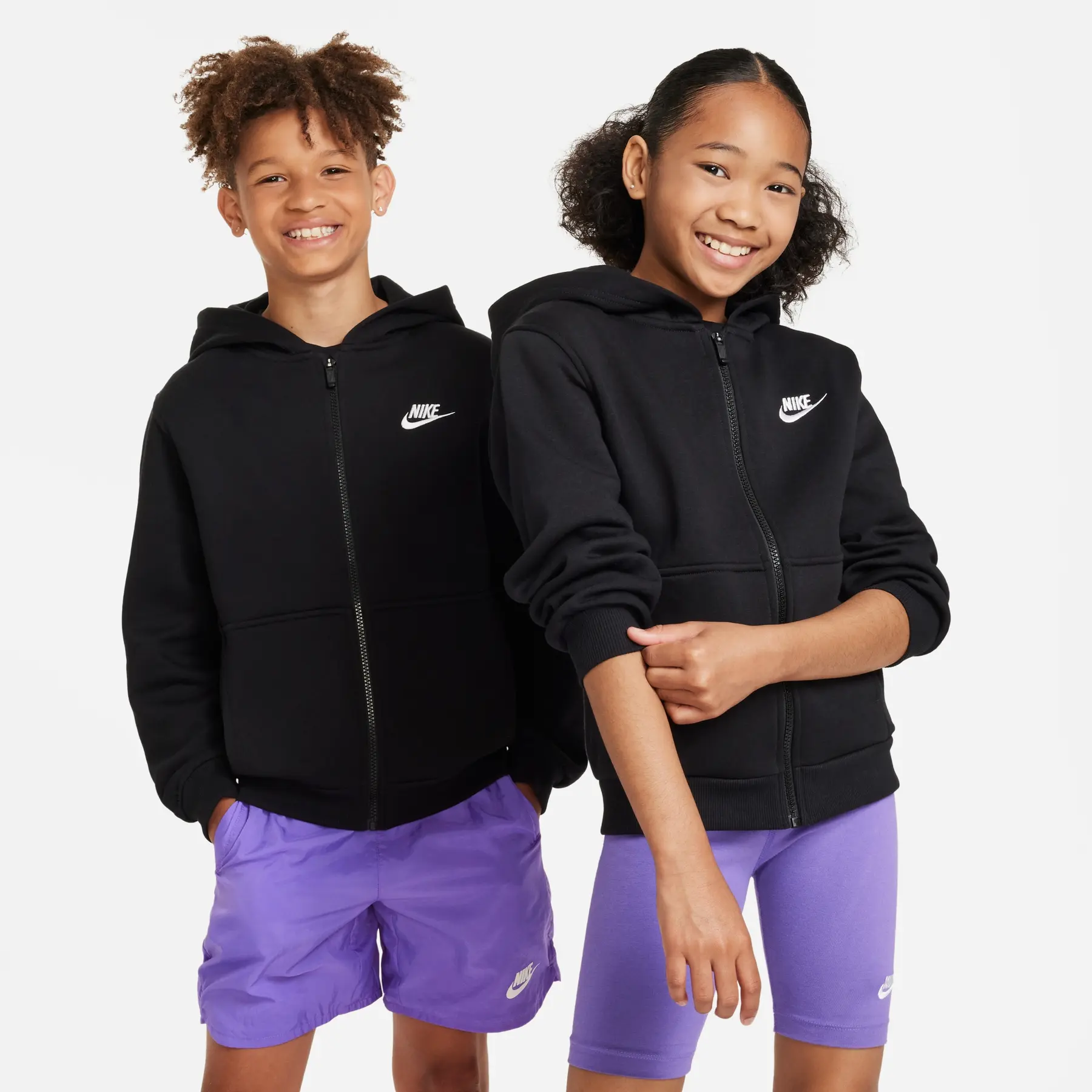 Felpa da bambino con cappuccio e zip Nike Club Fleece LBR
