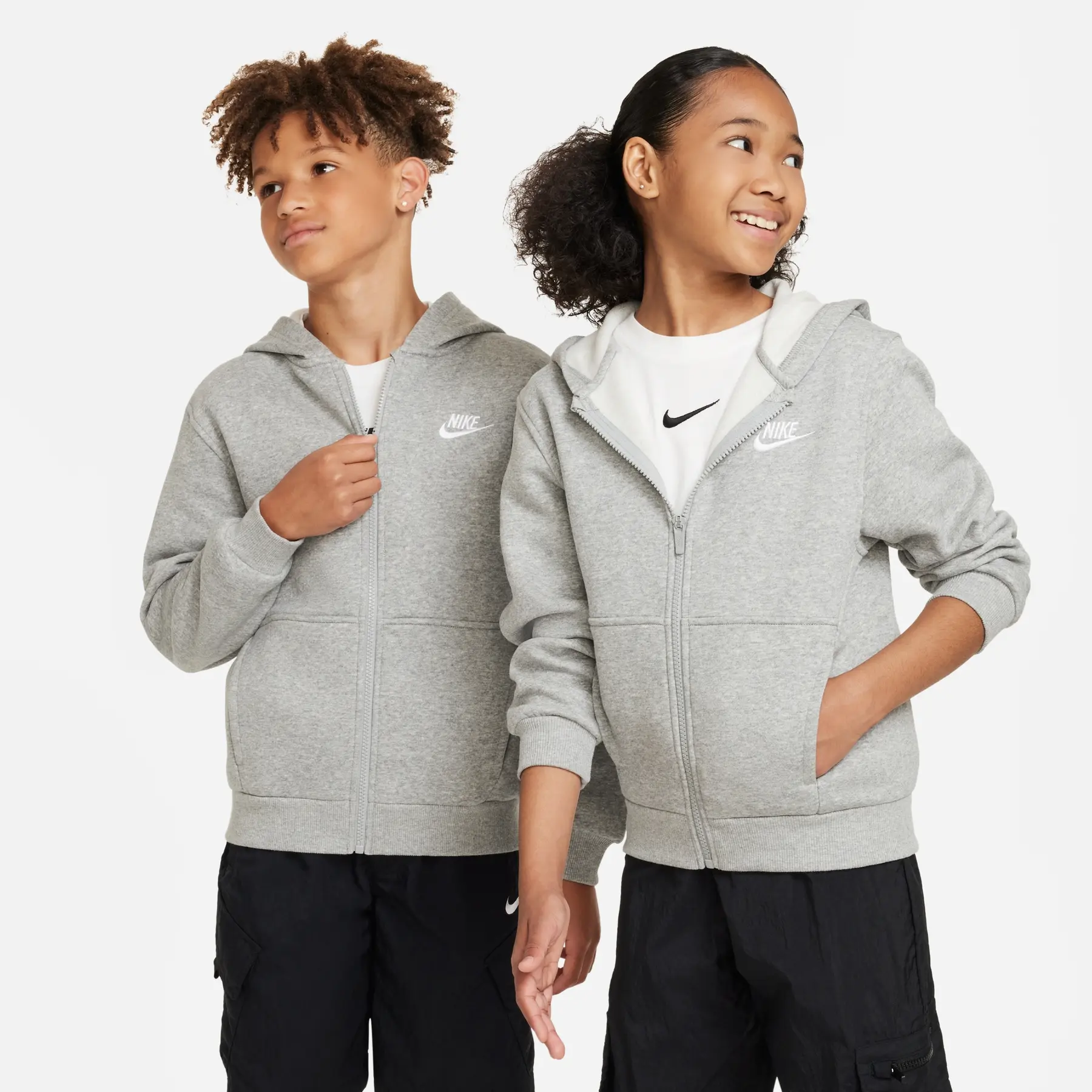 Felpa da bambino con cappuccio e zip Nike Club Fleece LBR