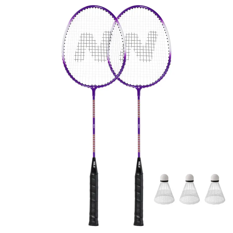 Aluminum badmintonracket + shuttle + cover NILS NRZ2053 (x6)
