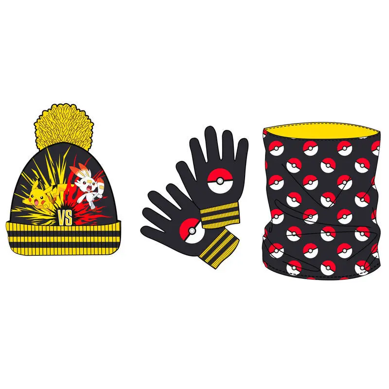 Nintendo Unisex Multicolour Hat And Gloves Pokémon