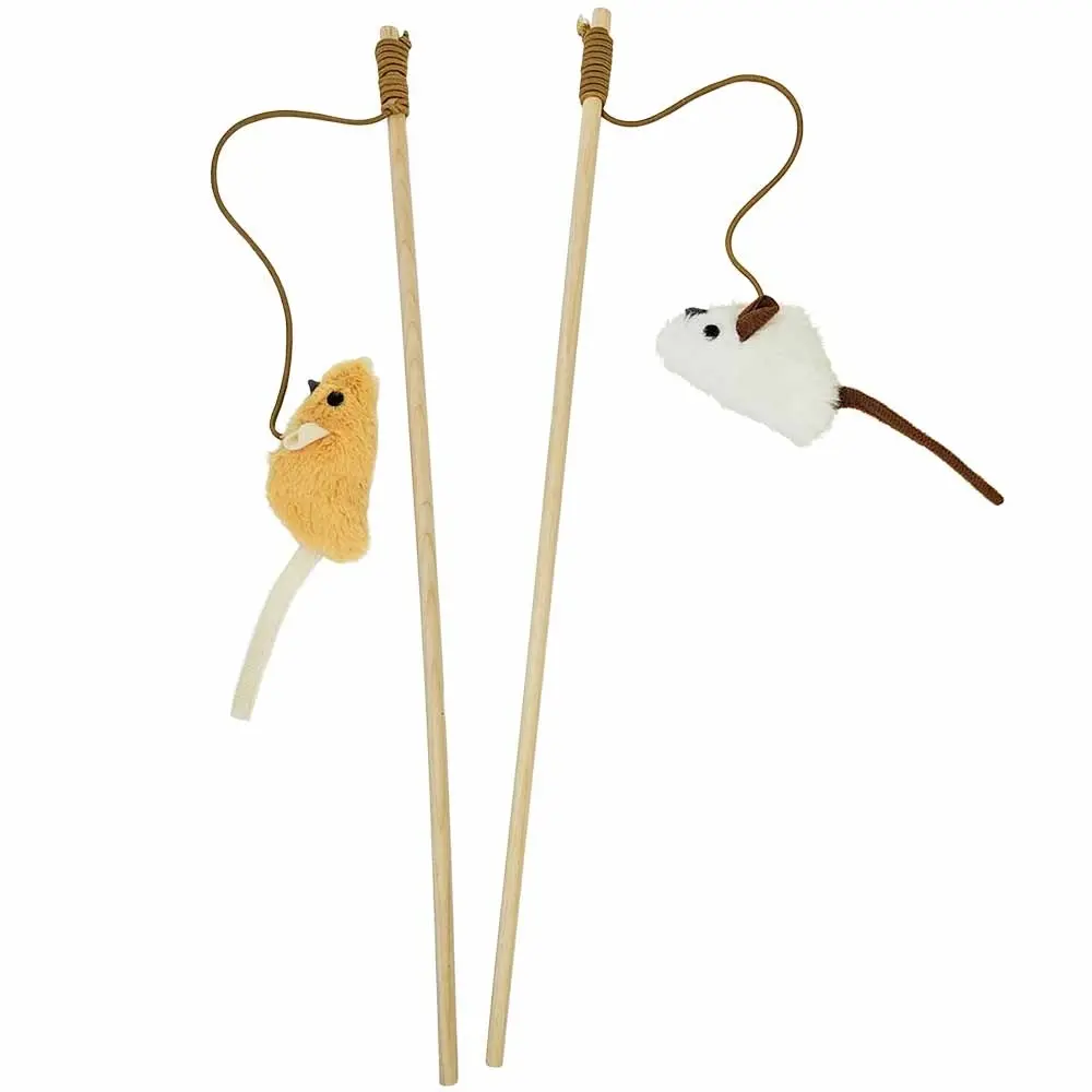 Lot de canne à pêche pour chat avec souris en peluche à son et herbe Nobby Pet (x16)