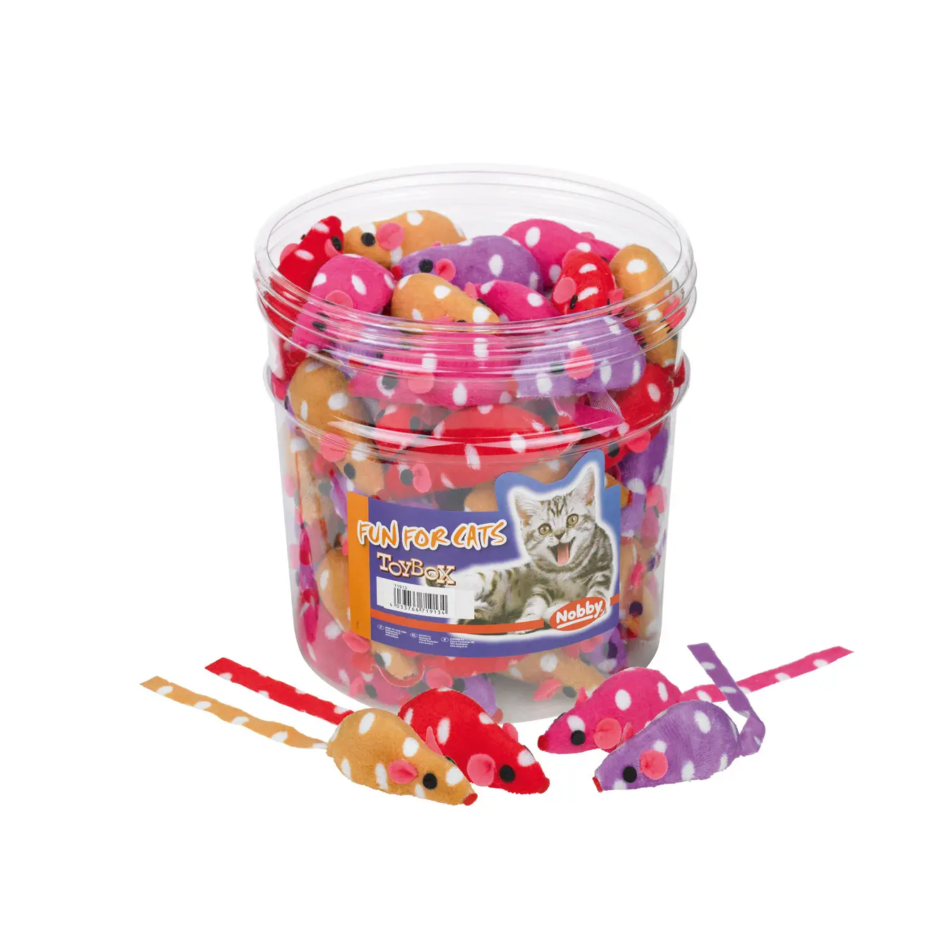 Coffret de 72 jouets pour chat souris en tissu à poils Nobby Pet