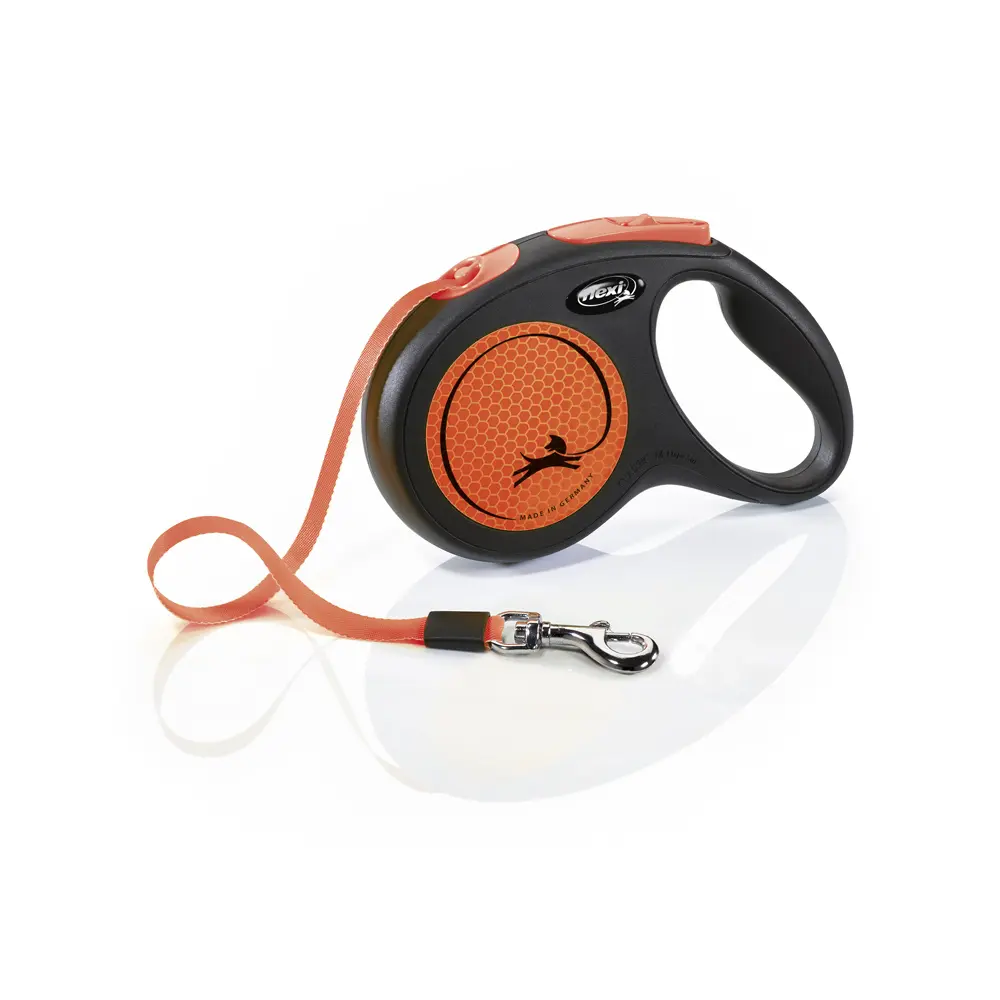 Flexi New Neon Extending Dog Lead Tape 5M Orange Medium
