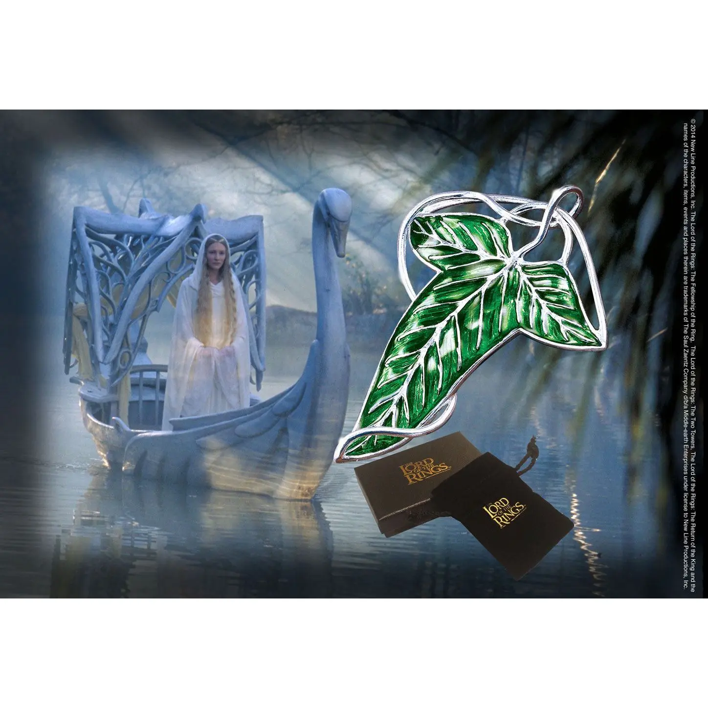 Noble Collection Vert Broche Le Seigneur Des Anneaux Feuille De La Lórien Enfant Bendyfigs Gandalf