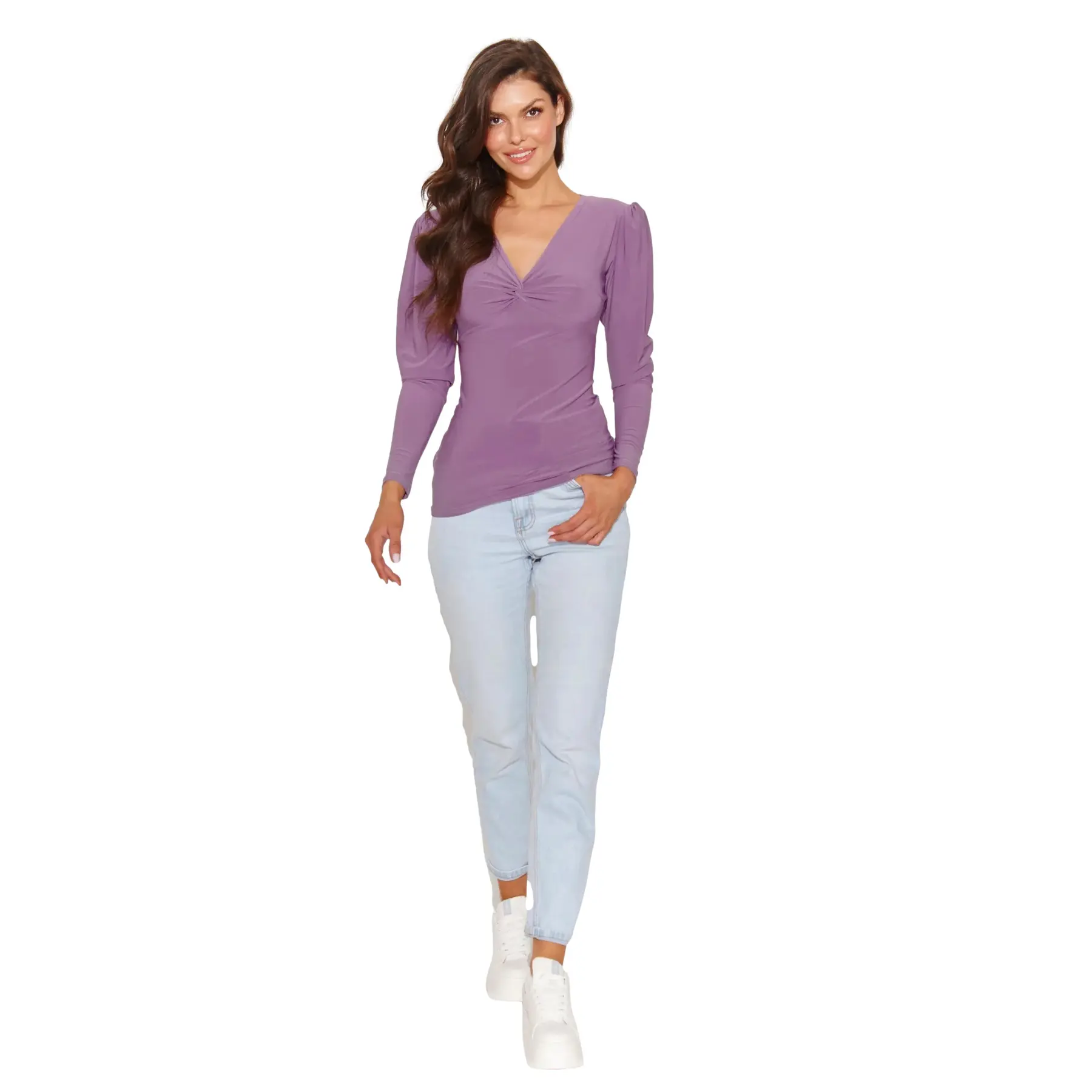 Blusa aderente a maniche lunghe donna Numinou