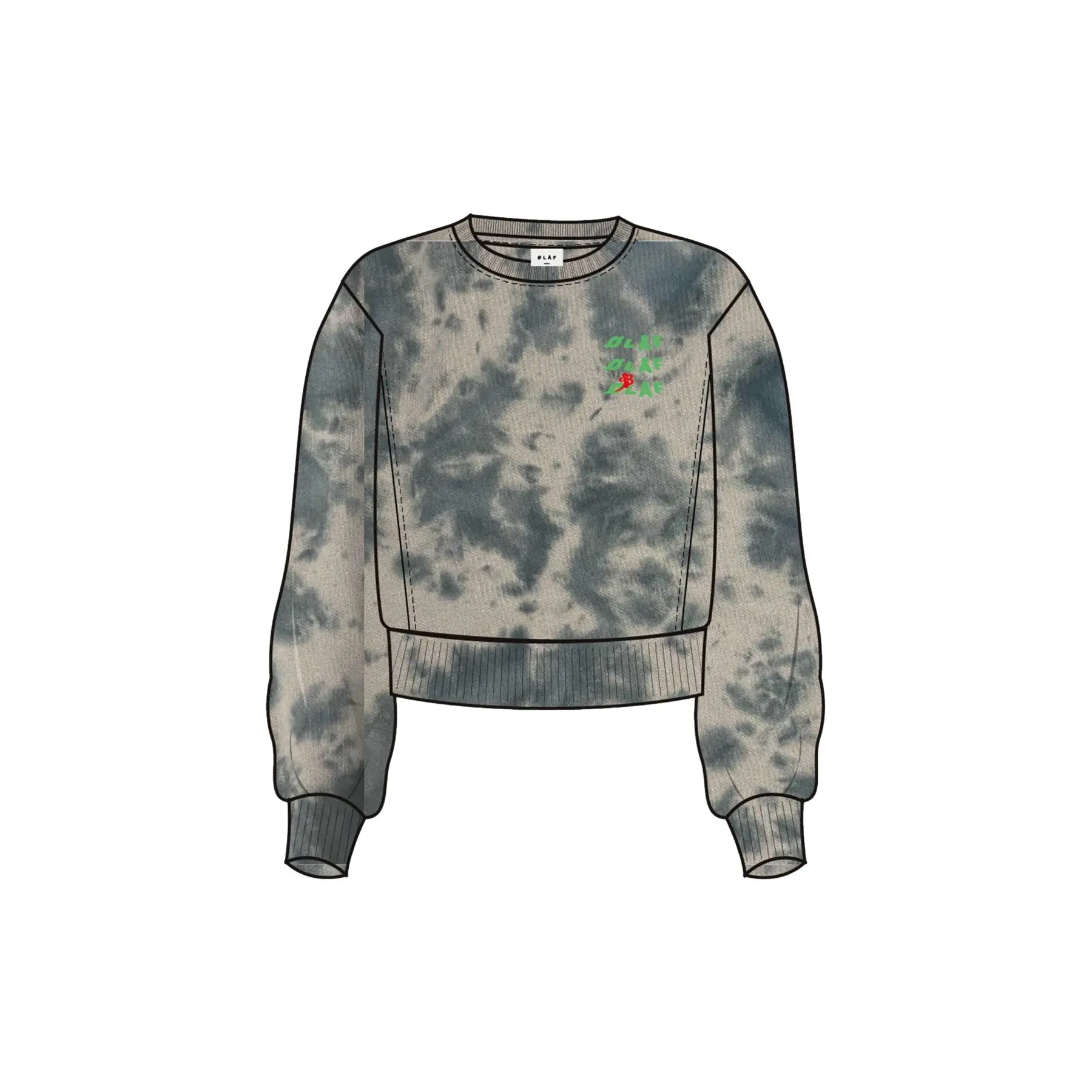 Sweatshirt mit Rundhalsausschnitt, Damen Olaf Hussein United Tie and dye