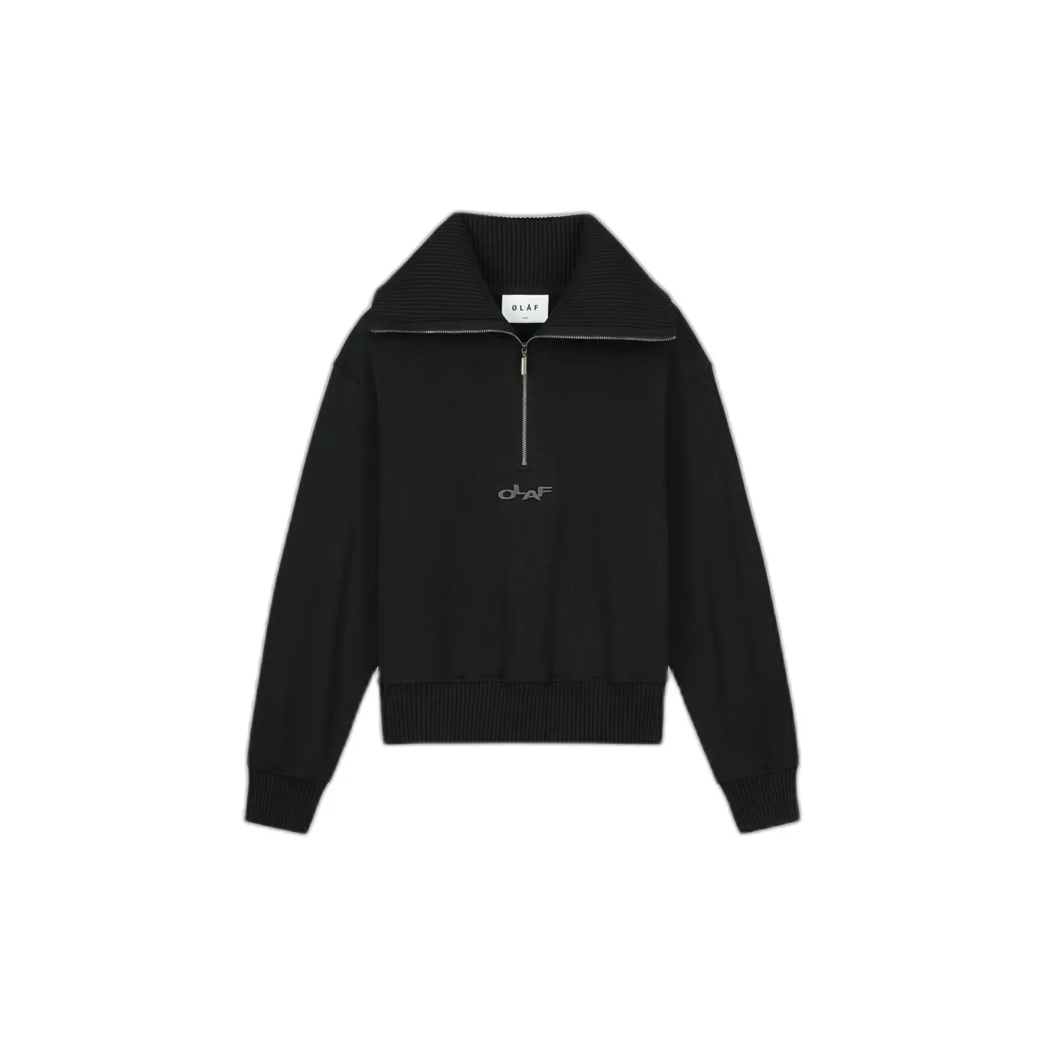 Dames col montant ritsweater met geribbelde stof Olaf Hussein