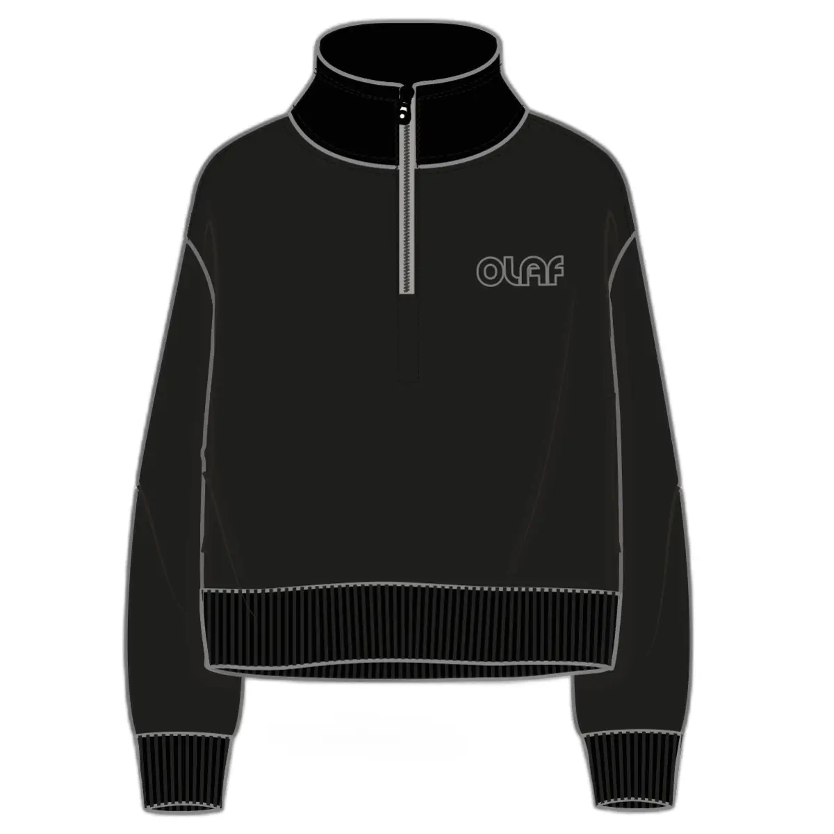 Dames sweatshirt met hoge kraag en rits Olaf Hussein Outline Logo
