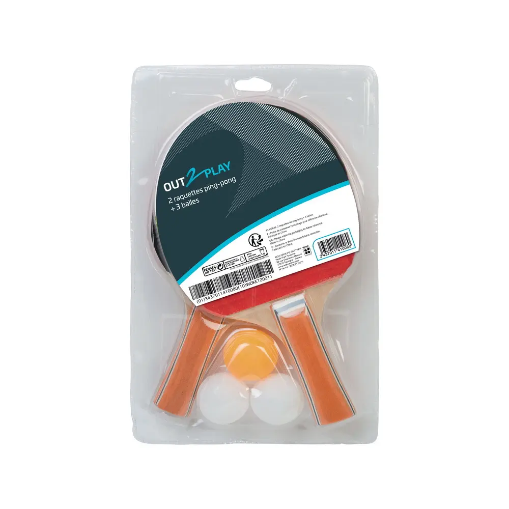 Racchette da ping pong + 3 palline Out2Play o2p (x2)