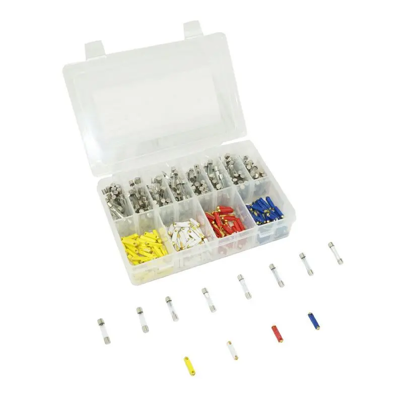 Lot von 340 runden Sicherungen aus Kunststoffglas P2R 1 - 40A