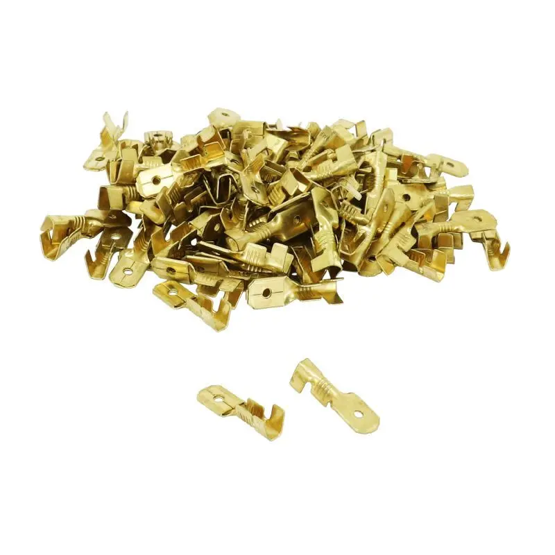 100er-Pack flache, ungeisolierte Messing-Männchen für Elektrokabel P2R 6.3