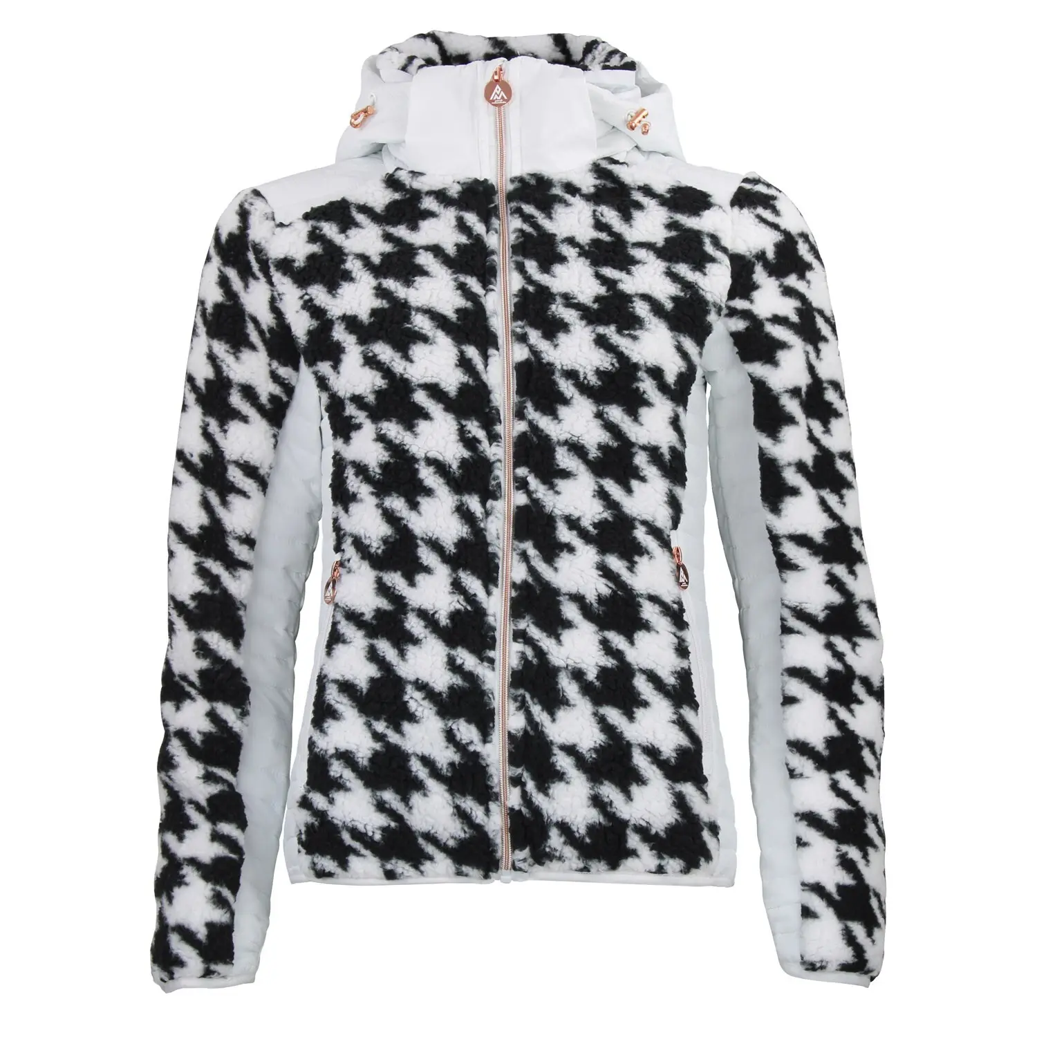 Felpa con cappuccio zip bi-materica con badge al petto donna Peak Mountain
