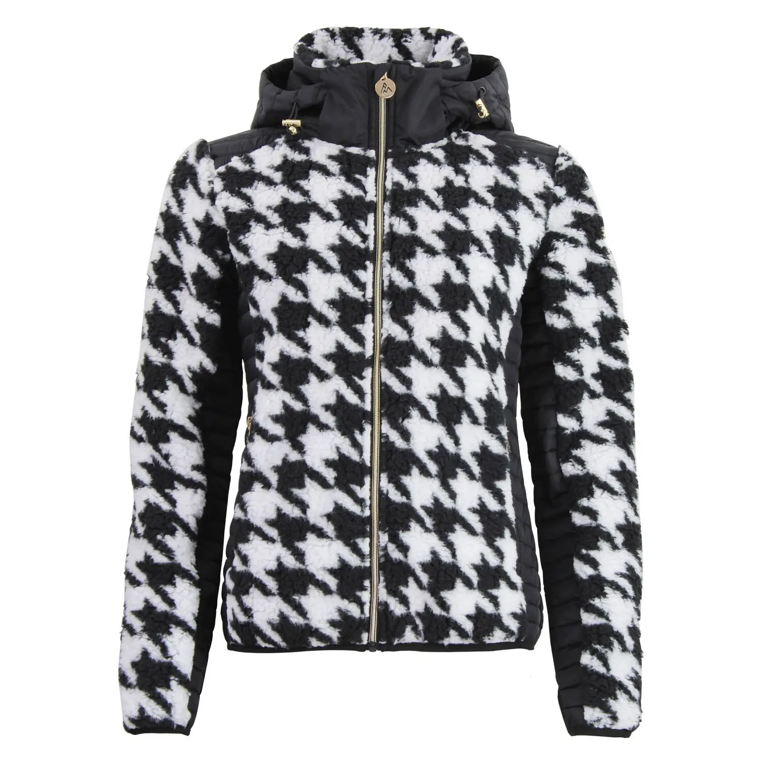 Felpa con cappuccio zip bi-materica con badge al petto donna Peak Mountain