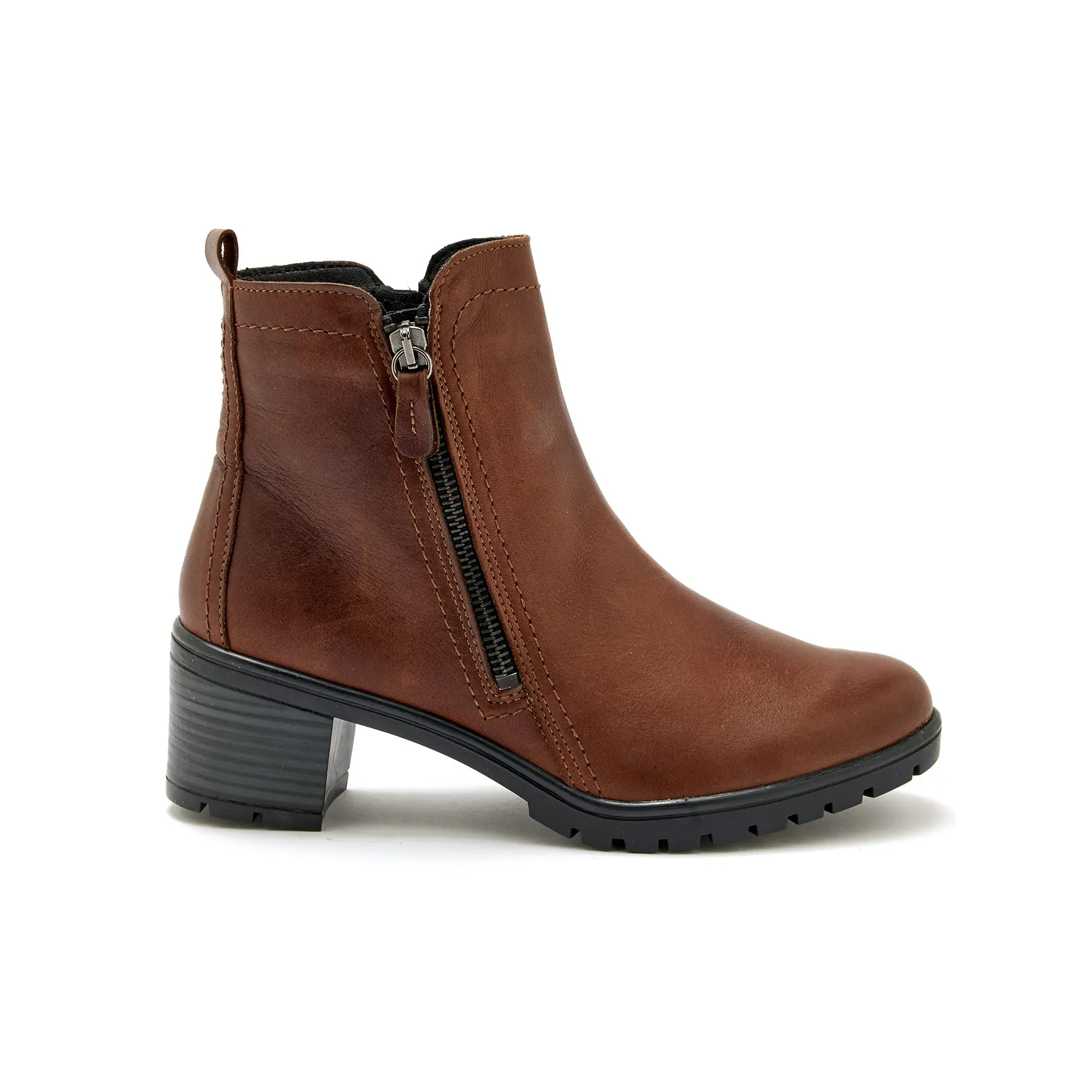 Stivaletti in pelle con doppia zip donna Pédiconfort