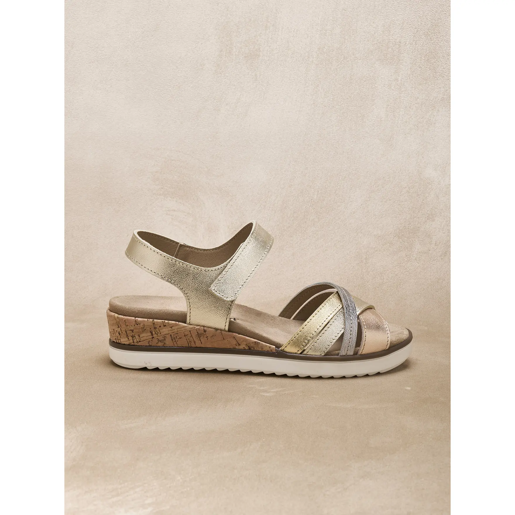 Sandali con strappi a velcro suola aereata estraibile donna Pédiconfort
