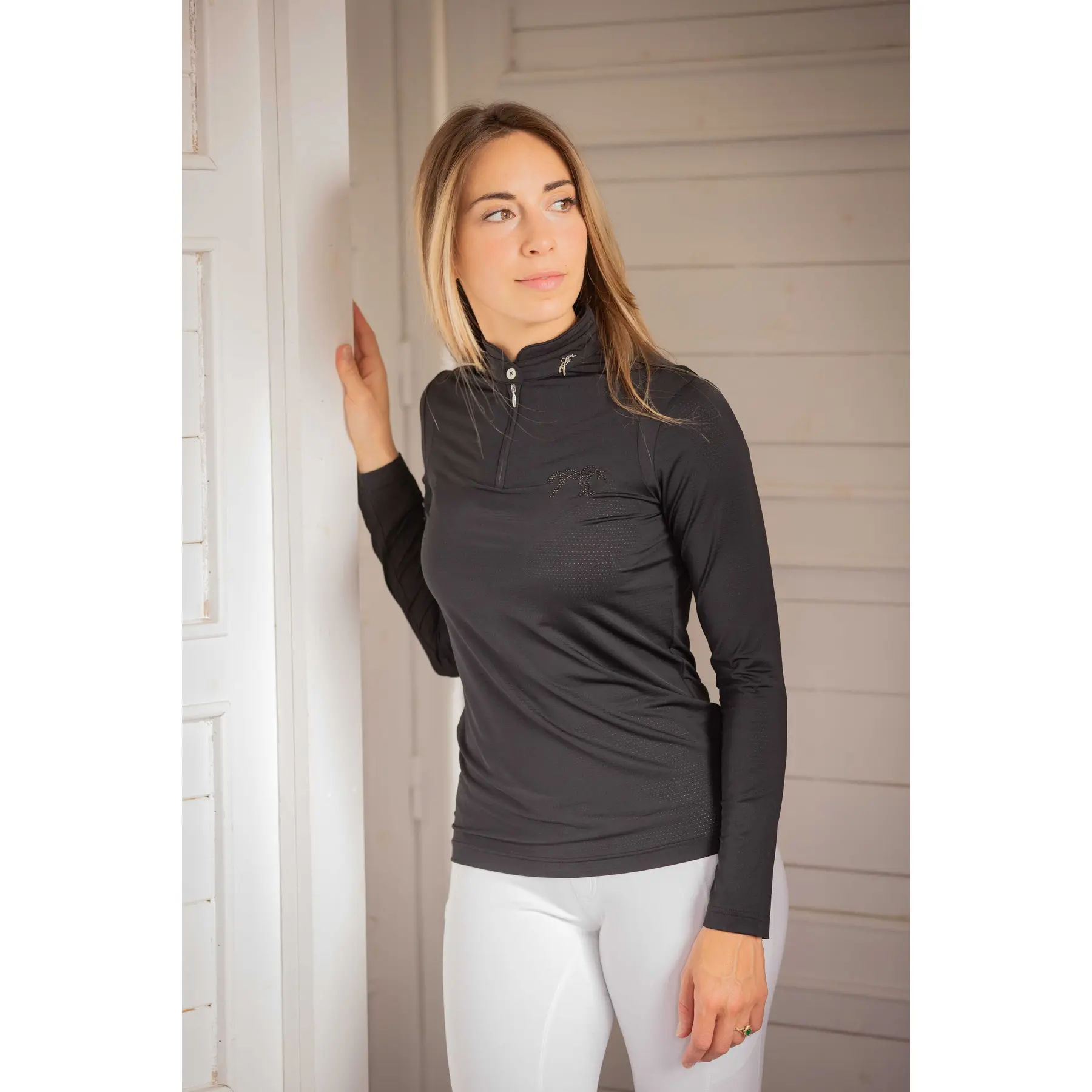 Polo equitazione a manica lunga da donna Pénélope Techpy