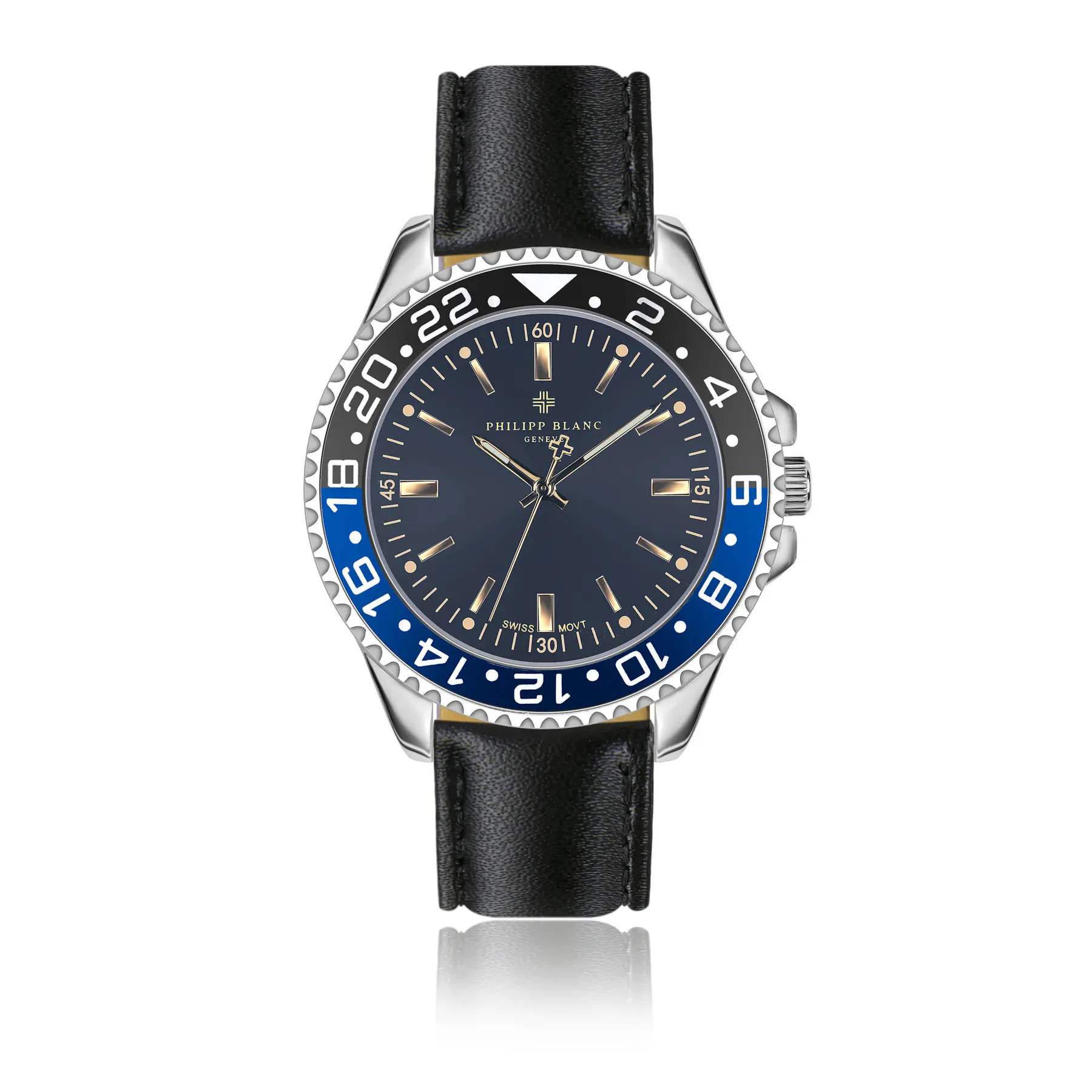 Gepolsterte und genähte Uhr, glatt gepolstert und genäht Philipp Blanc Bulle