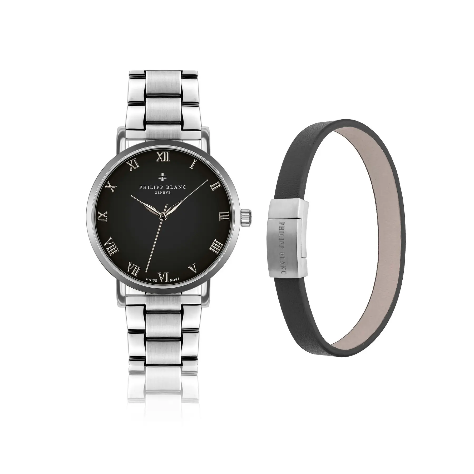 Montre avec bracelet rembourré et cousu lisse Philipp Blanc Bern