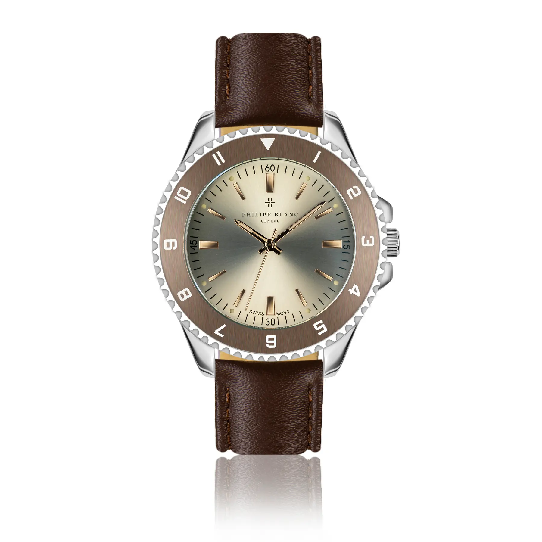 Montre cuir Philipp Blanc Avenches
