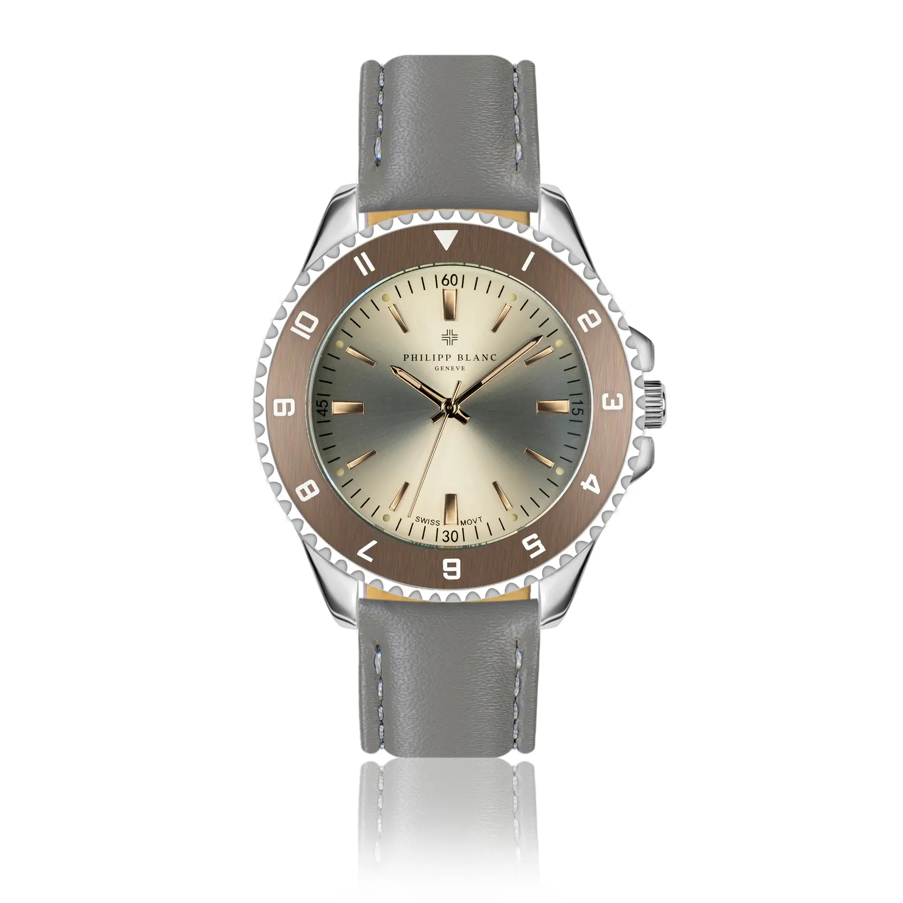 Montre cuir Philipp Blanc Avenches