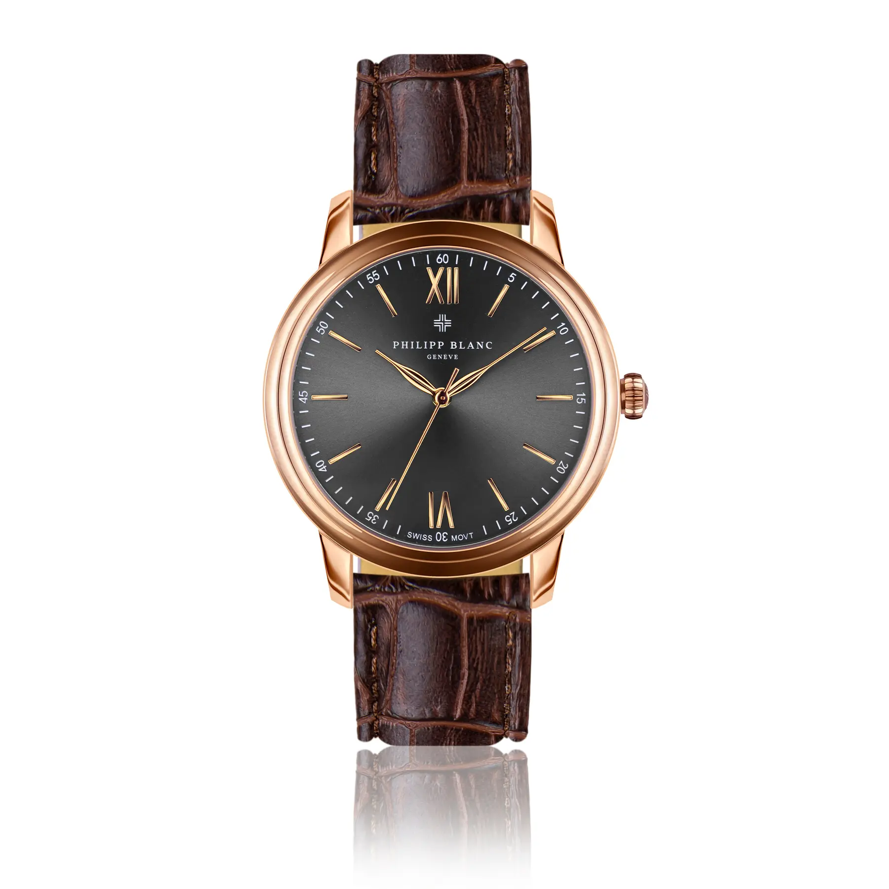 Montre cuir crocodile Philipp Blanc Geneva