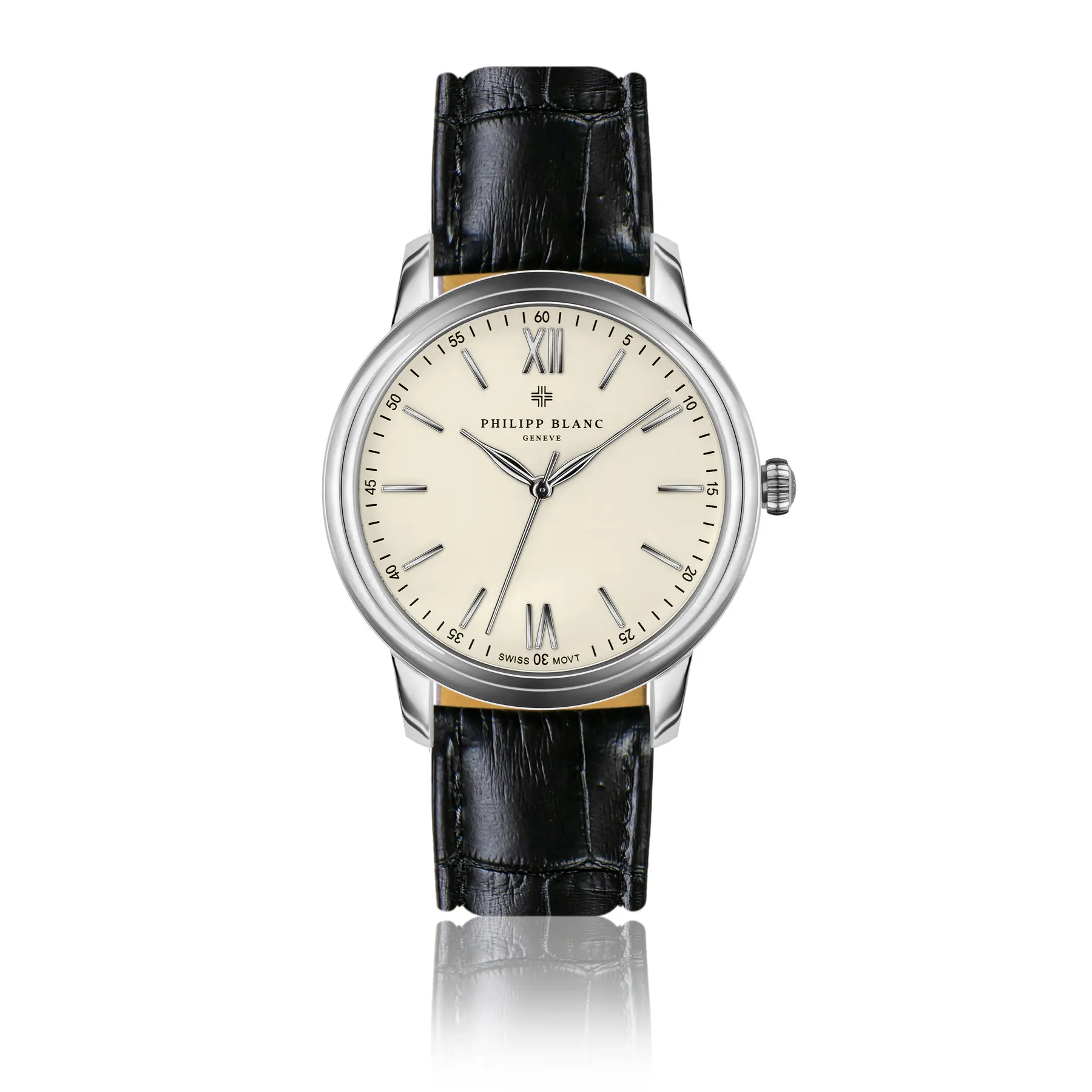 Montre cuir crocodile Philipp Blanc Geneva