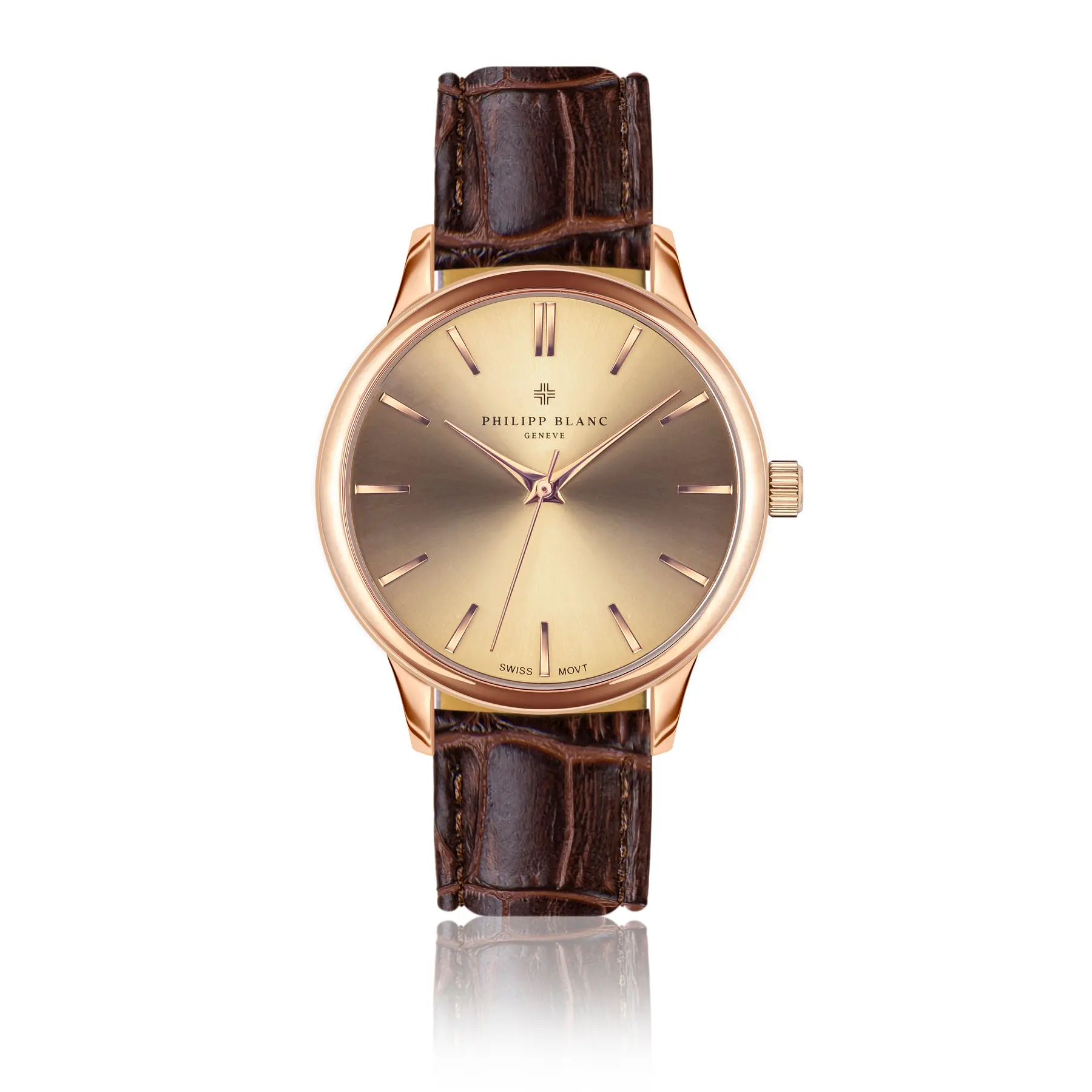 Armbanduhr Krokodil-Leder Philipp Blanc Lugano
