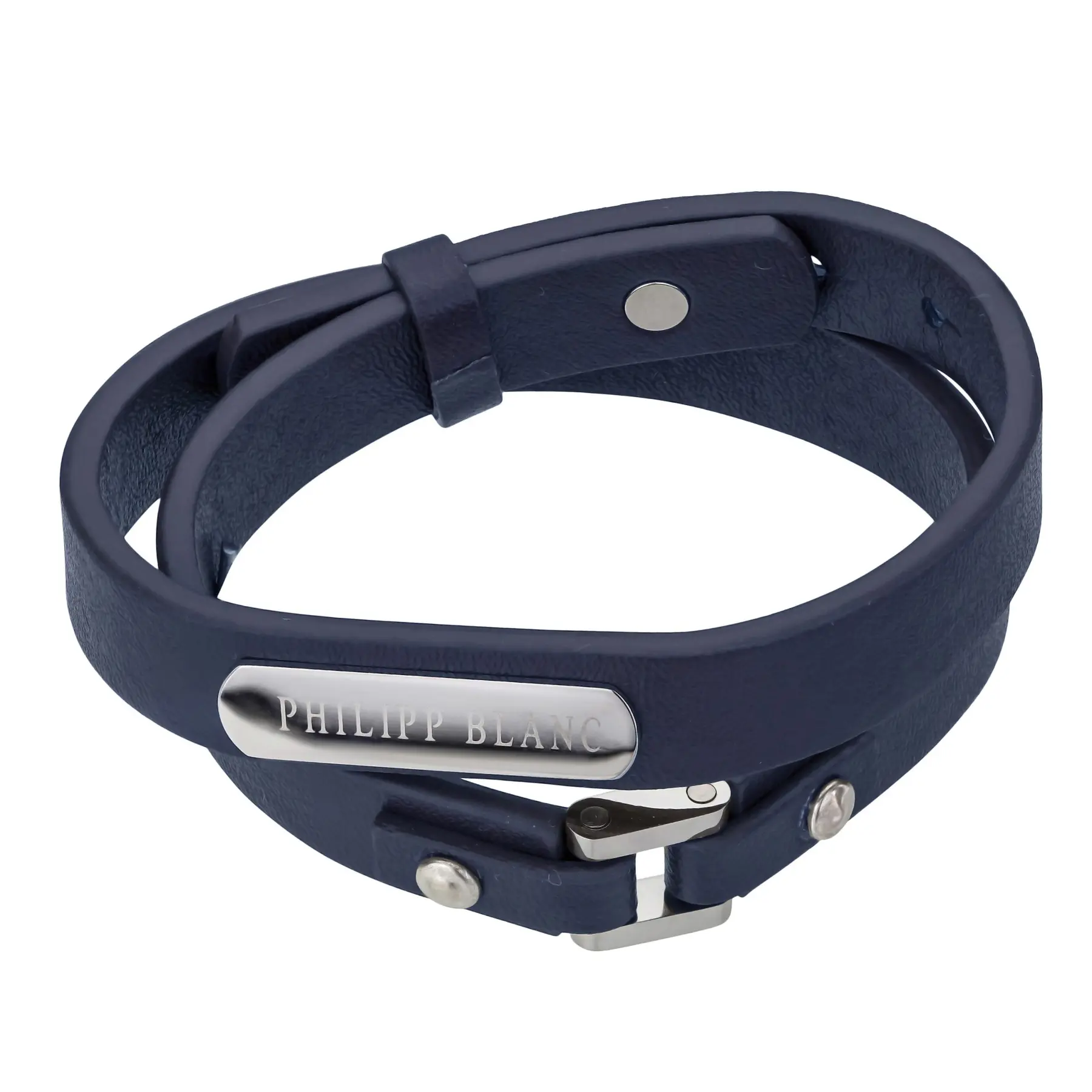 Bracciale in vera pelle e acciaio inossidabile Philipp Blanc Niklas