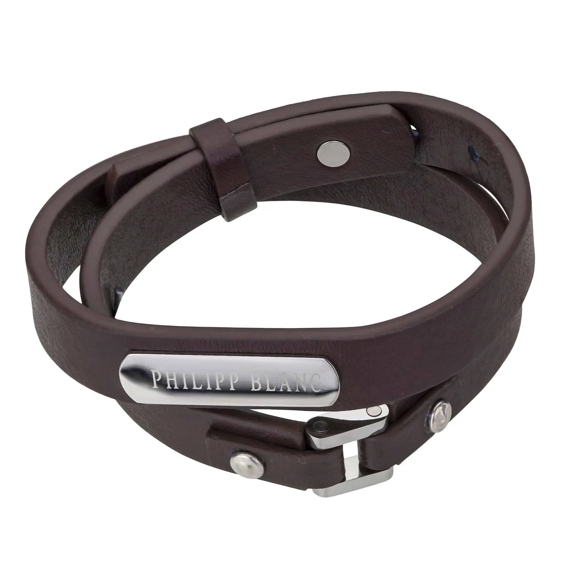 Bracciale in vera pelle e acciaio inossidabile Philipp Blanc Niklas