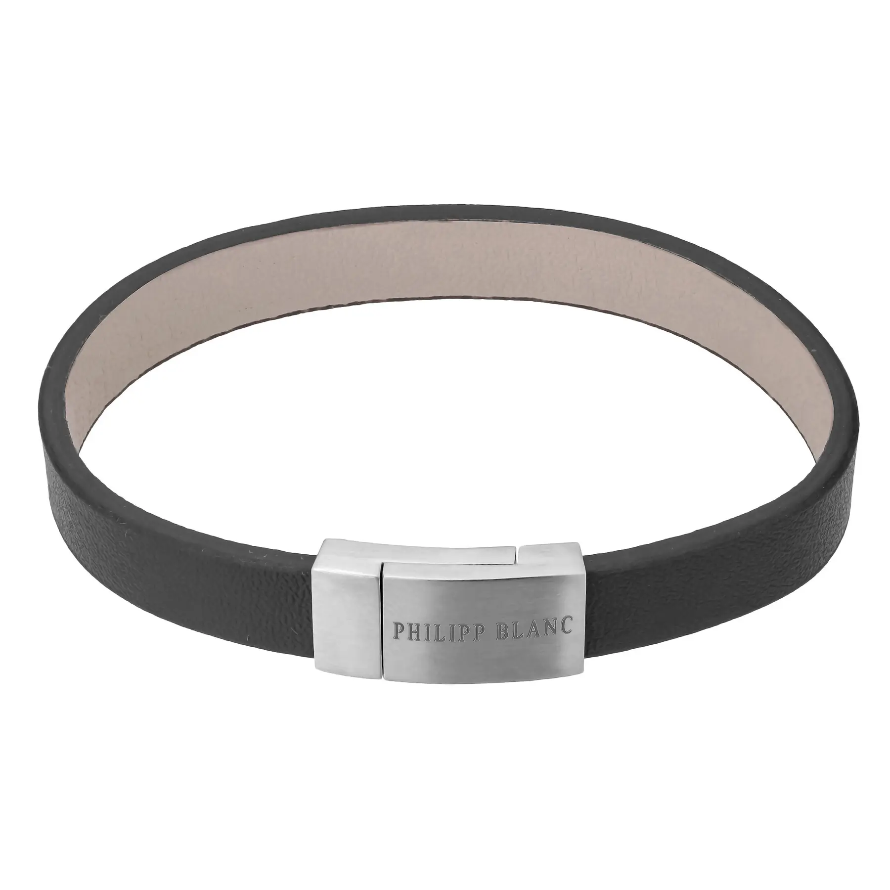 Bracciale in vera pelle e acciaio inossidabile Philipp Blanc Anton