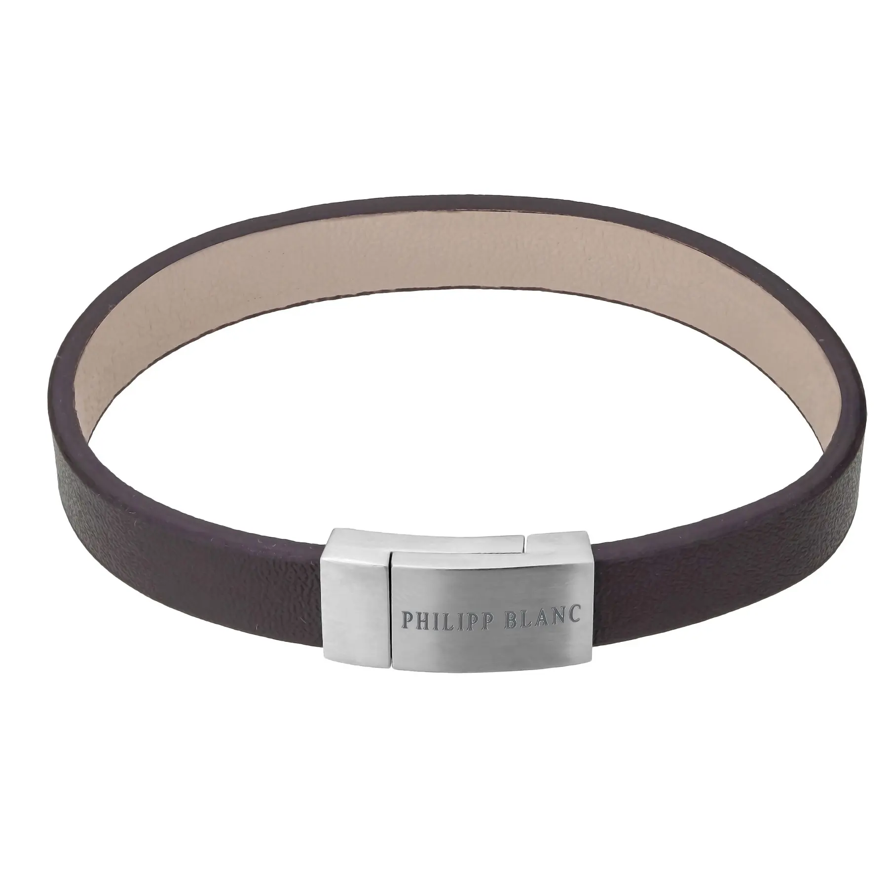 Bracciale in vera pelle e acciaio inossidabile Philipp Blanc Anton