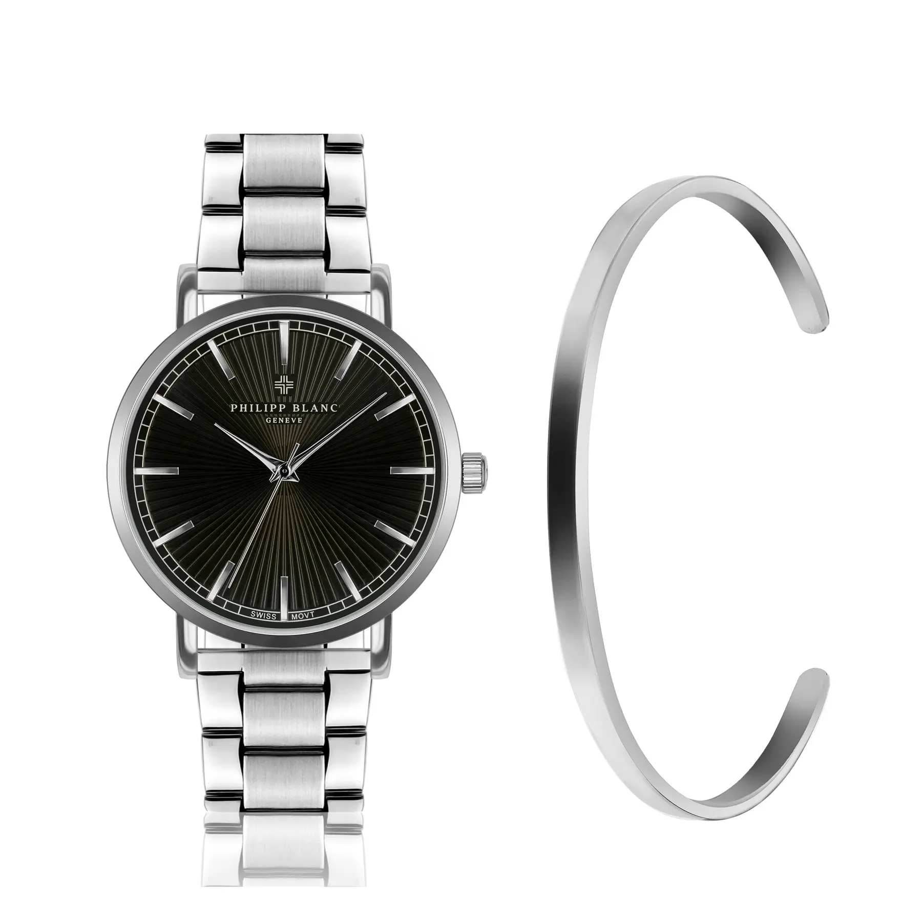Uhr und Armband aus Silber Philipp Blanc Vernier
