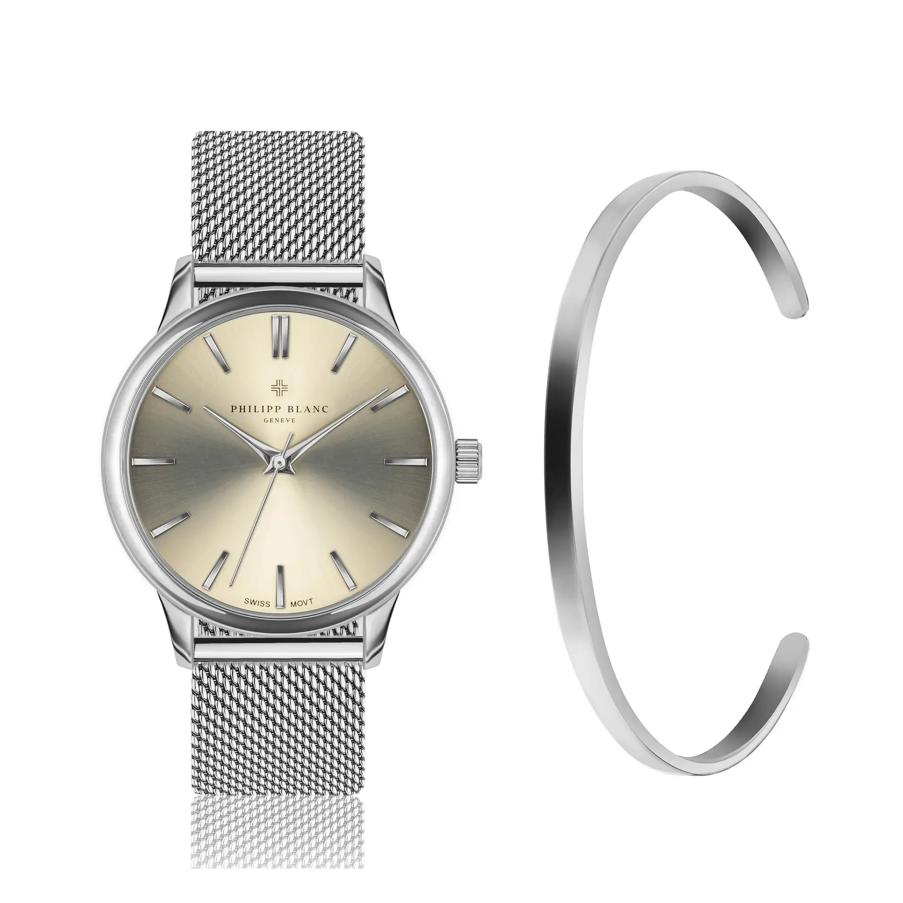 Montre et bracelet en mesh Philipp Blanc Lugano