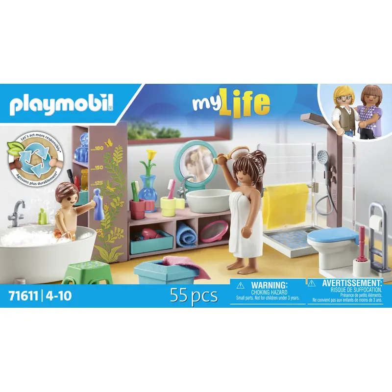 Badezimmer-Simulationsspiel + Dusche + Badewanne Playmobil