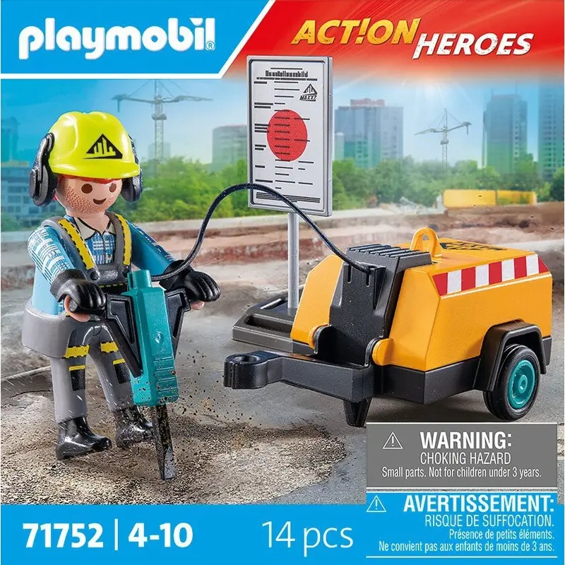 Bauarbeiter Simulation Spiel mit einem Presslufthammer Playmobil