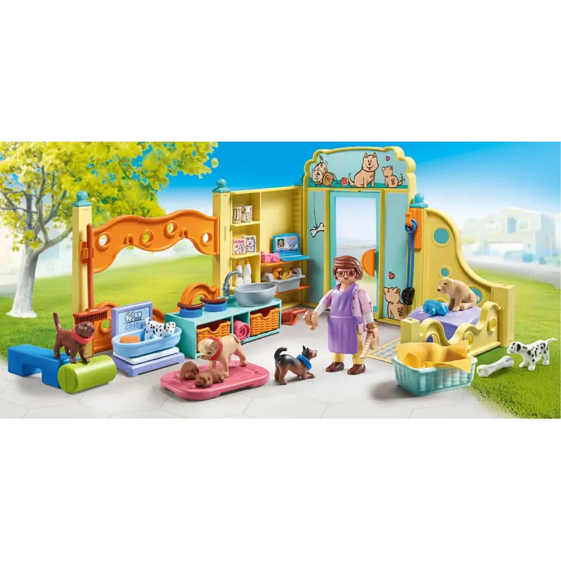 Bau-Spielzeug Hundepflegezentrum mit 8 Hunden + Pfleger Playmobil