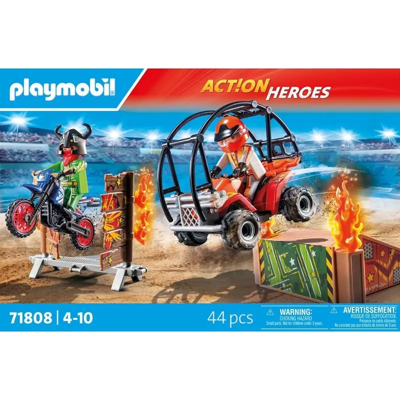 Bauspielzeug Duo Stuntfahrer + Quad und Motorrad Playmobil
