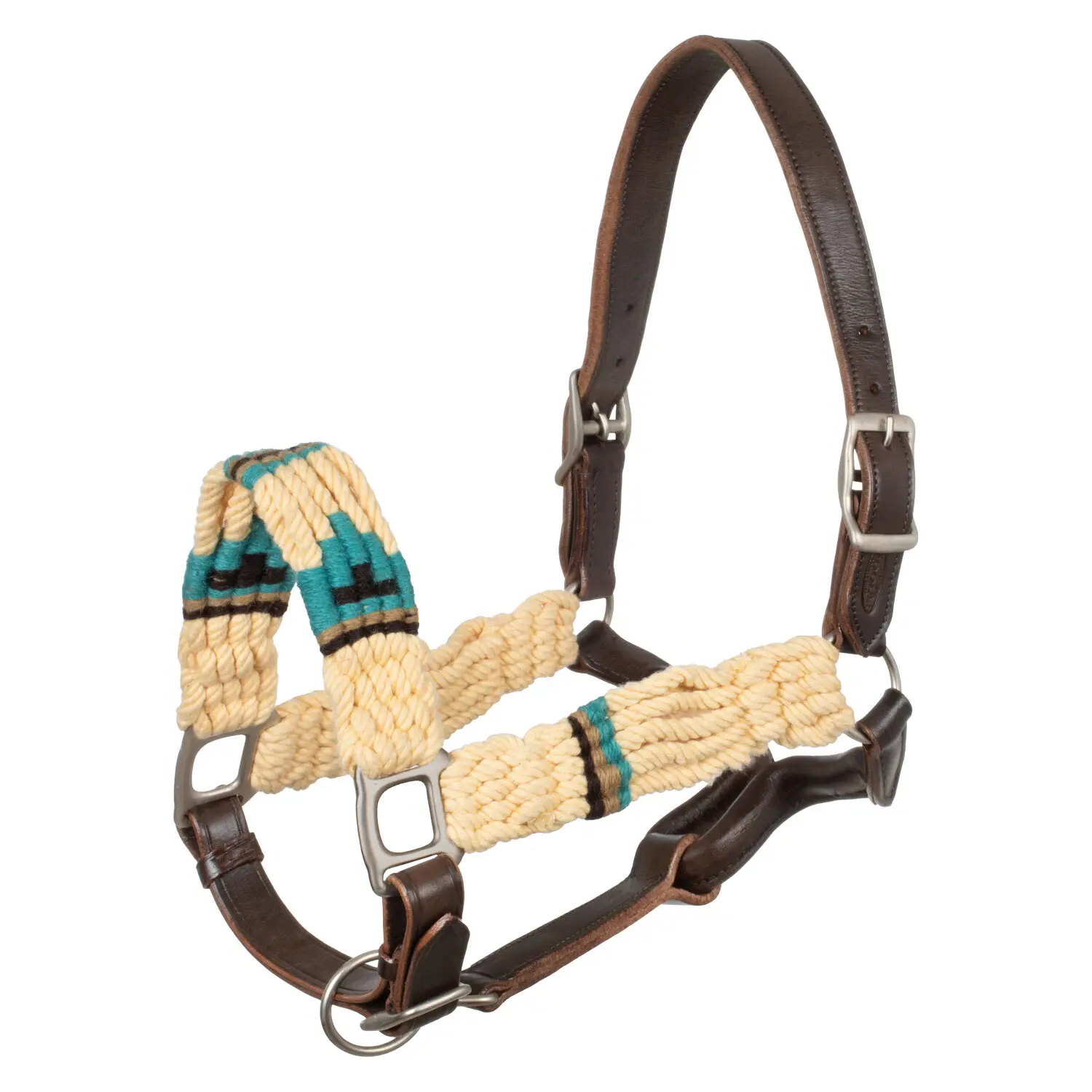 Leather halter for horse with raw mohair Pool's