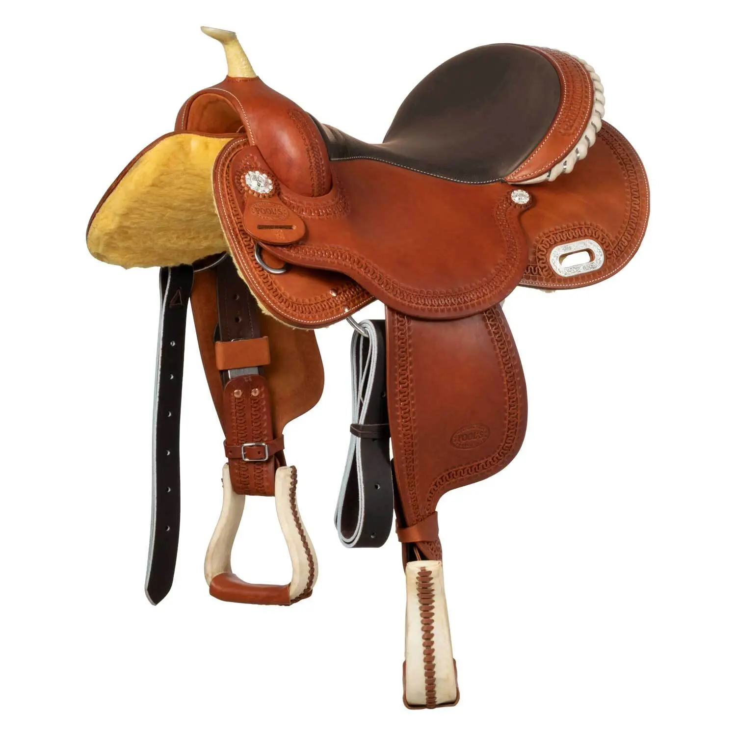 Brown riding saddle Pool's Barrel Color 5020