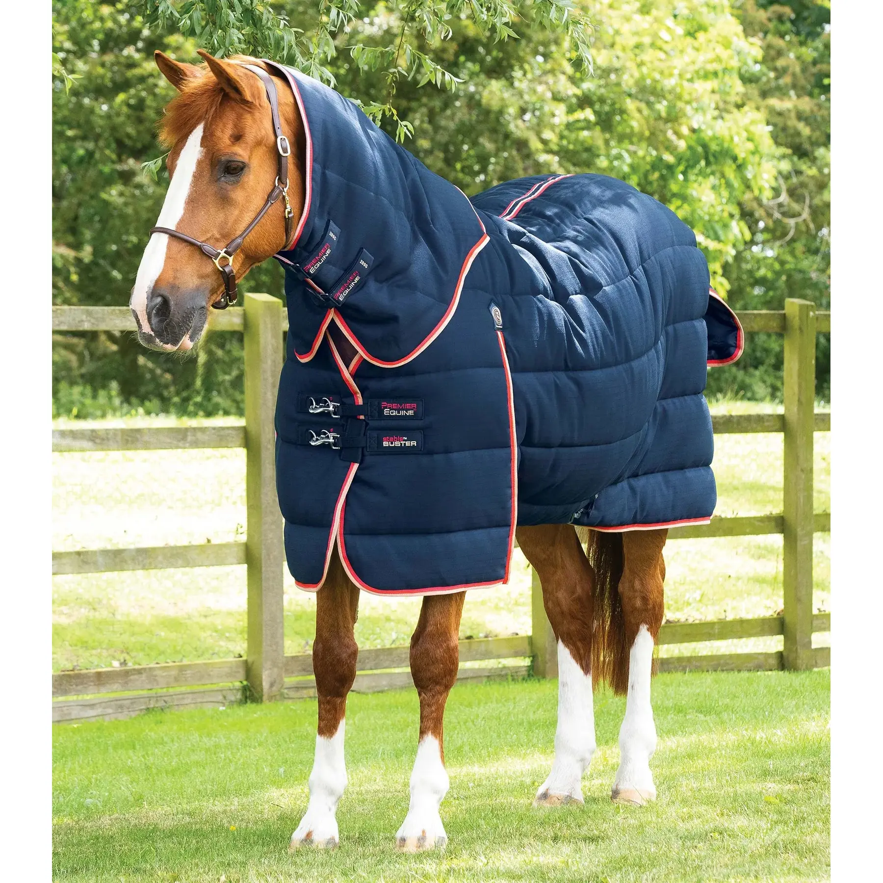 Stalldecke für Pferde mit Halswärmer Premier Equine Stable Buster 200g