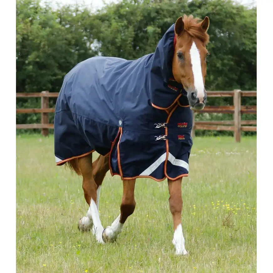 Outdoor horse blanket with neck cover Premier Equine Titan Storm 450 g
