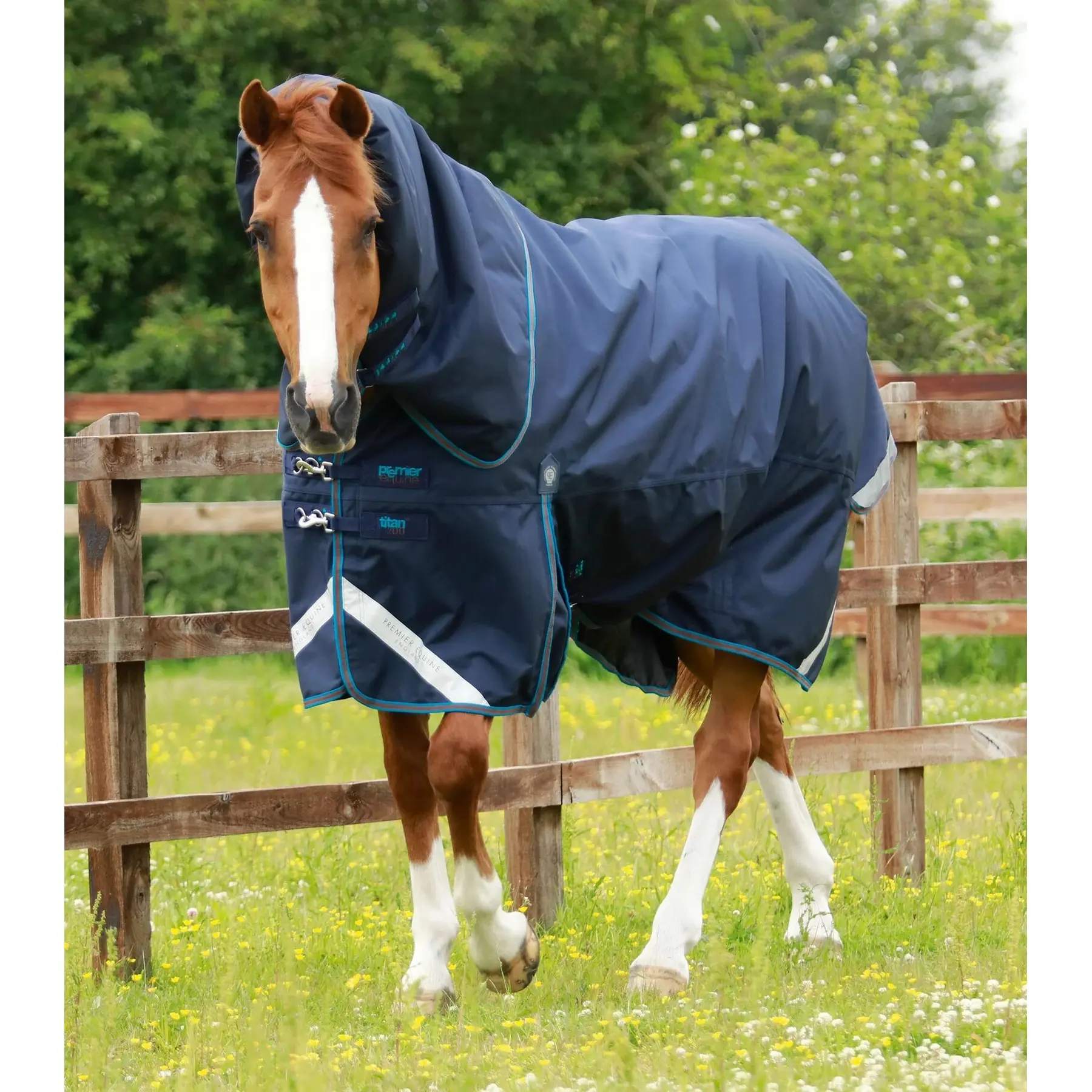 Coperta da esterno per cavalli con copricollo Premier Equine Titan 200 g