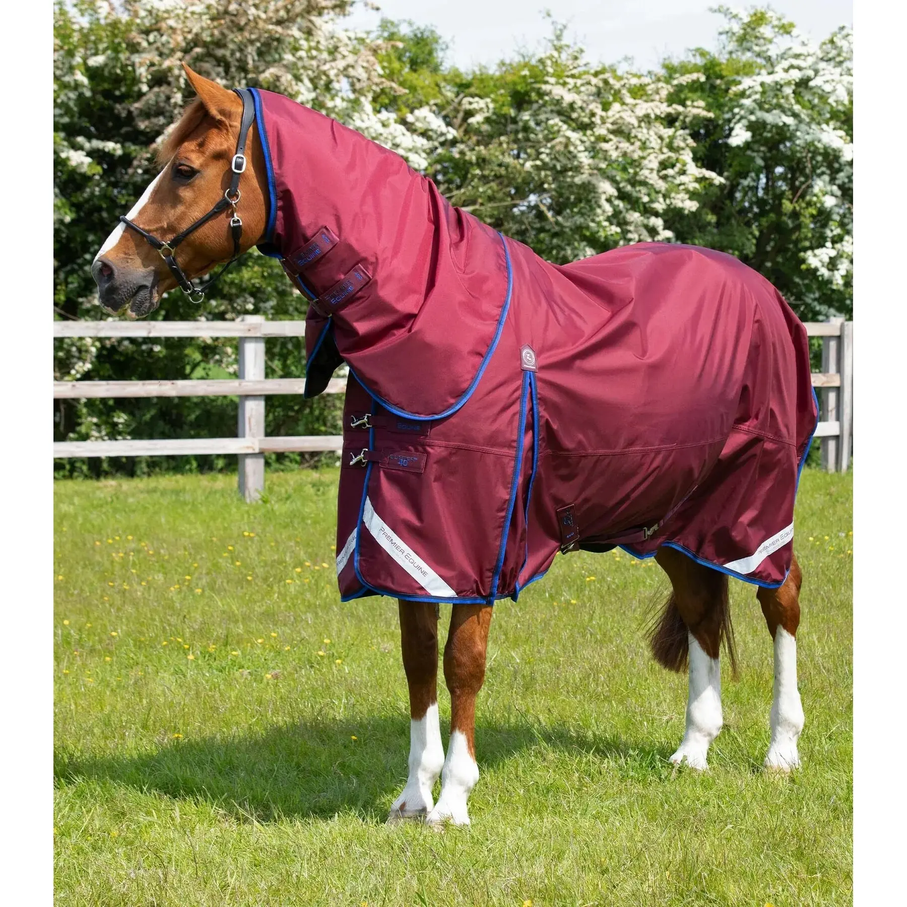 Waterproof outdoor horse blanket with neck cover Premier Equine Buster 40g