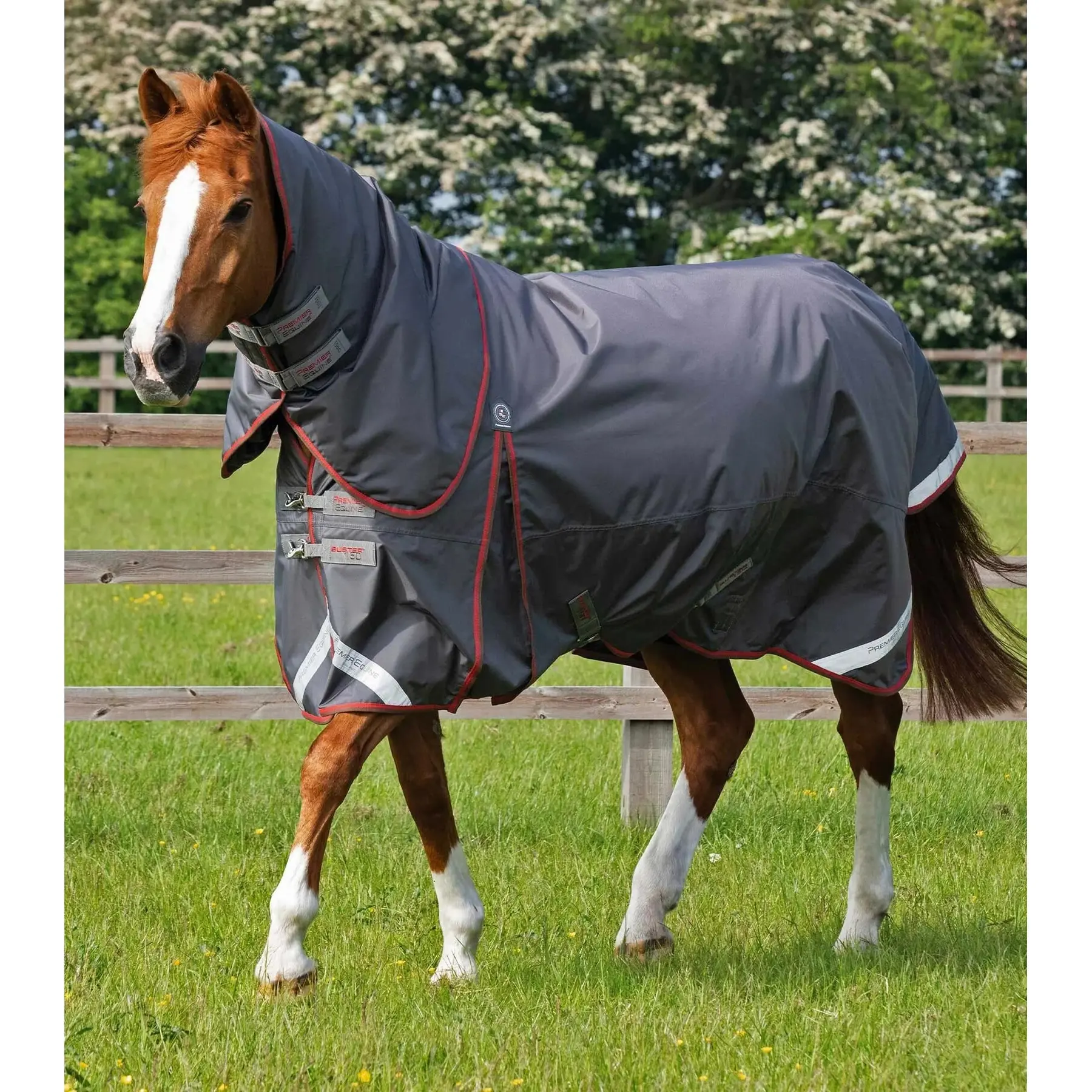 Waterproof outdoor horse blanket with neck cover Premier Equine Buster 150 g