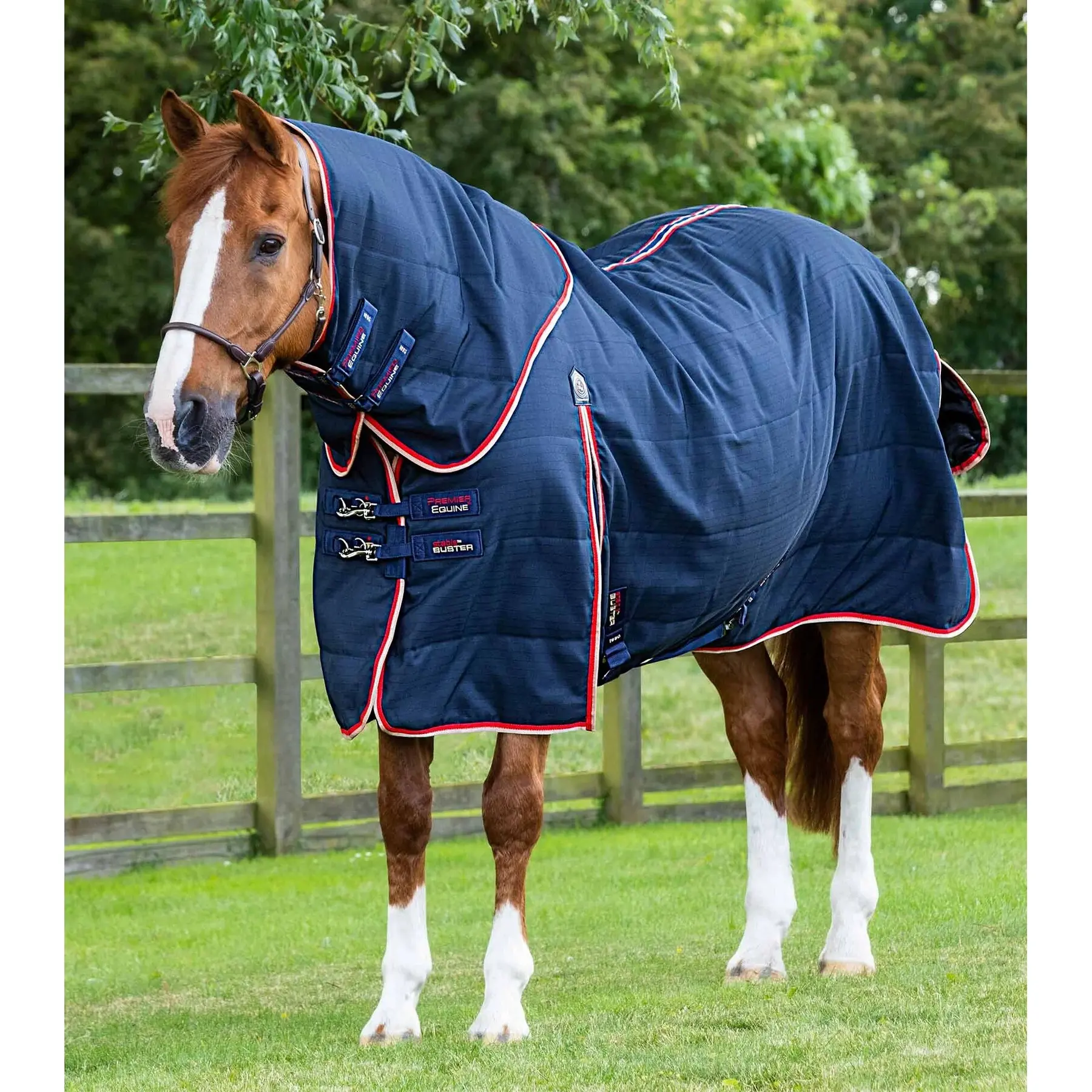 Horse stable blanket with neck cover Premier Equine Stable Buster 100 g