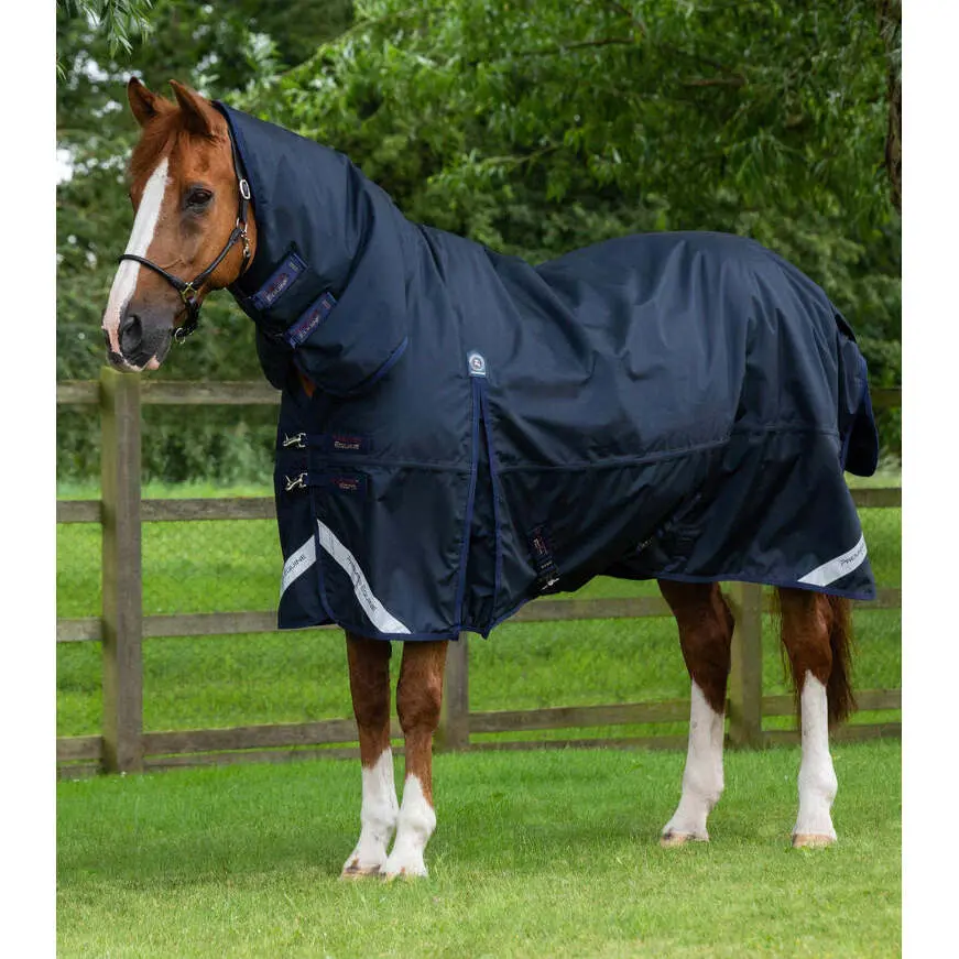 Waterproof outdoor horse blanket with neck cover Premier Equine Buster Storm Classic 220 g
