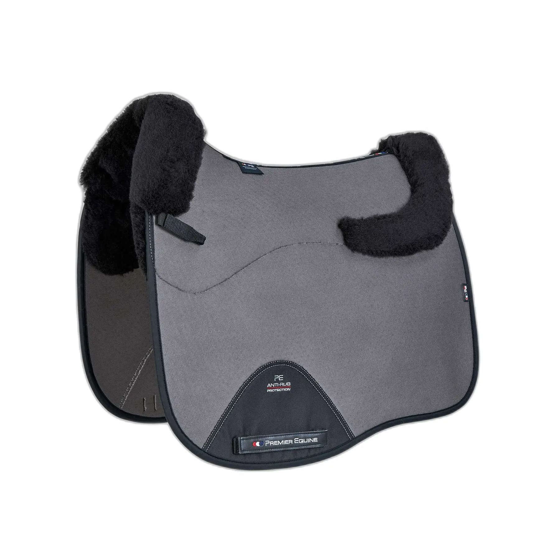 Shock-absorbing dressage saddle pad made of merino wool Premier Equine CC Air-Tech Square