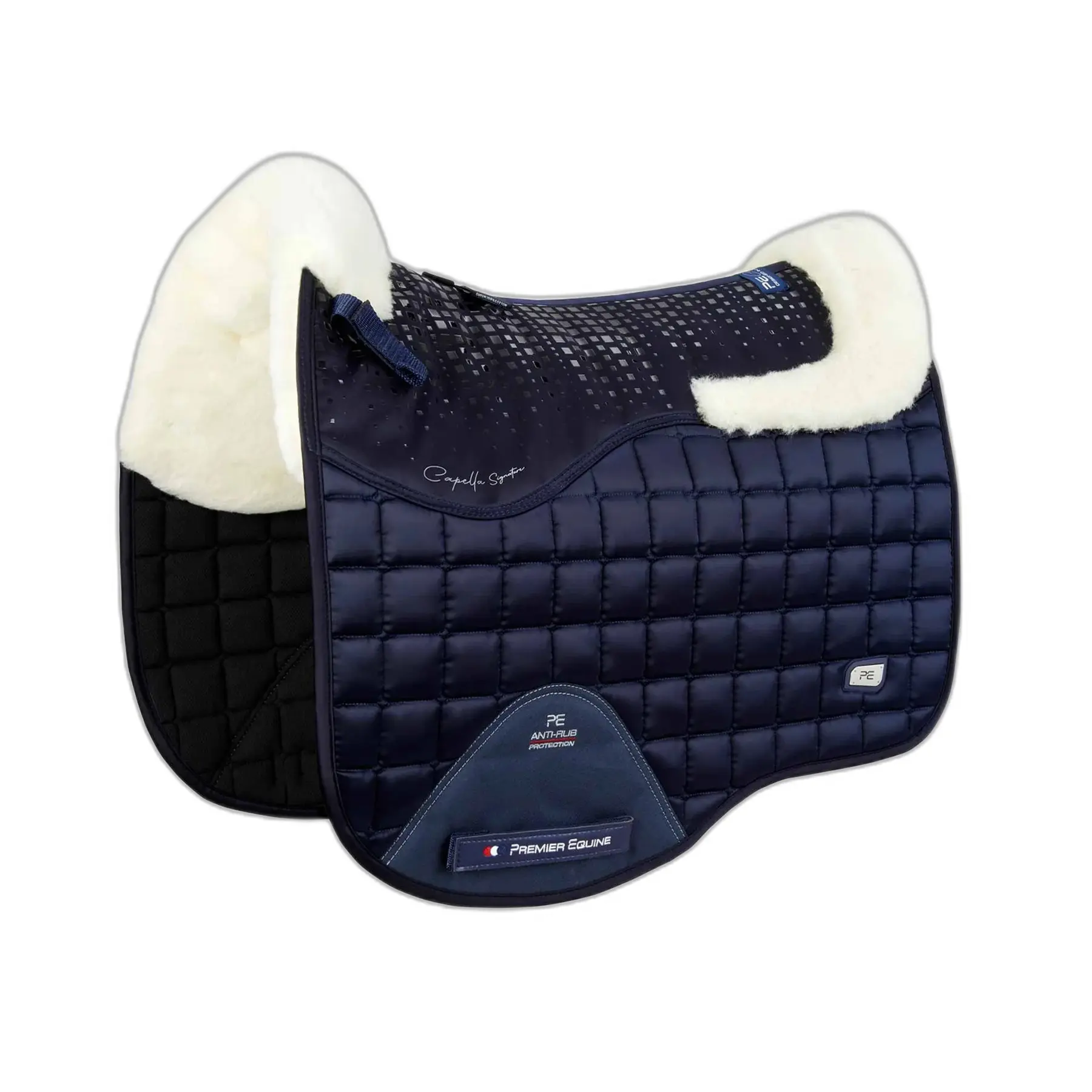 Merino wool dressage saddle pad for horses Premier Equine Capella CC Square